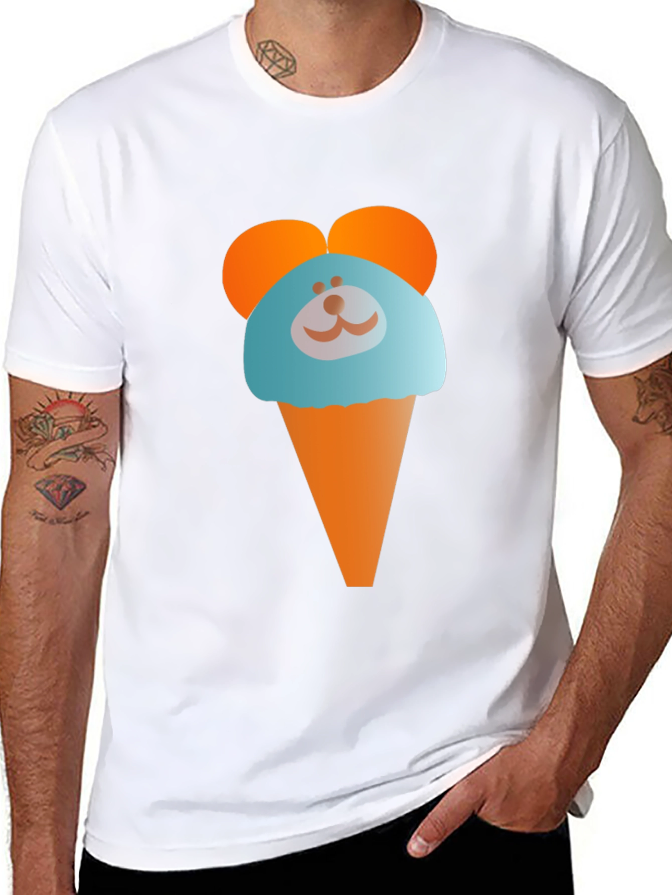 Cute Cartoon Ice Cream Bear Graphic T-Shirt