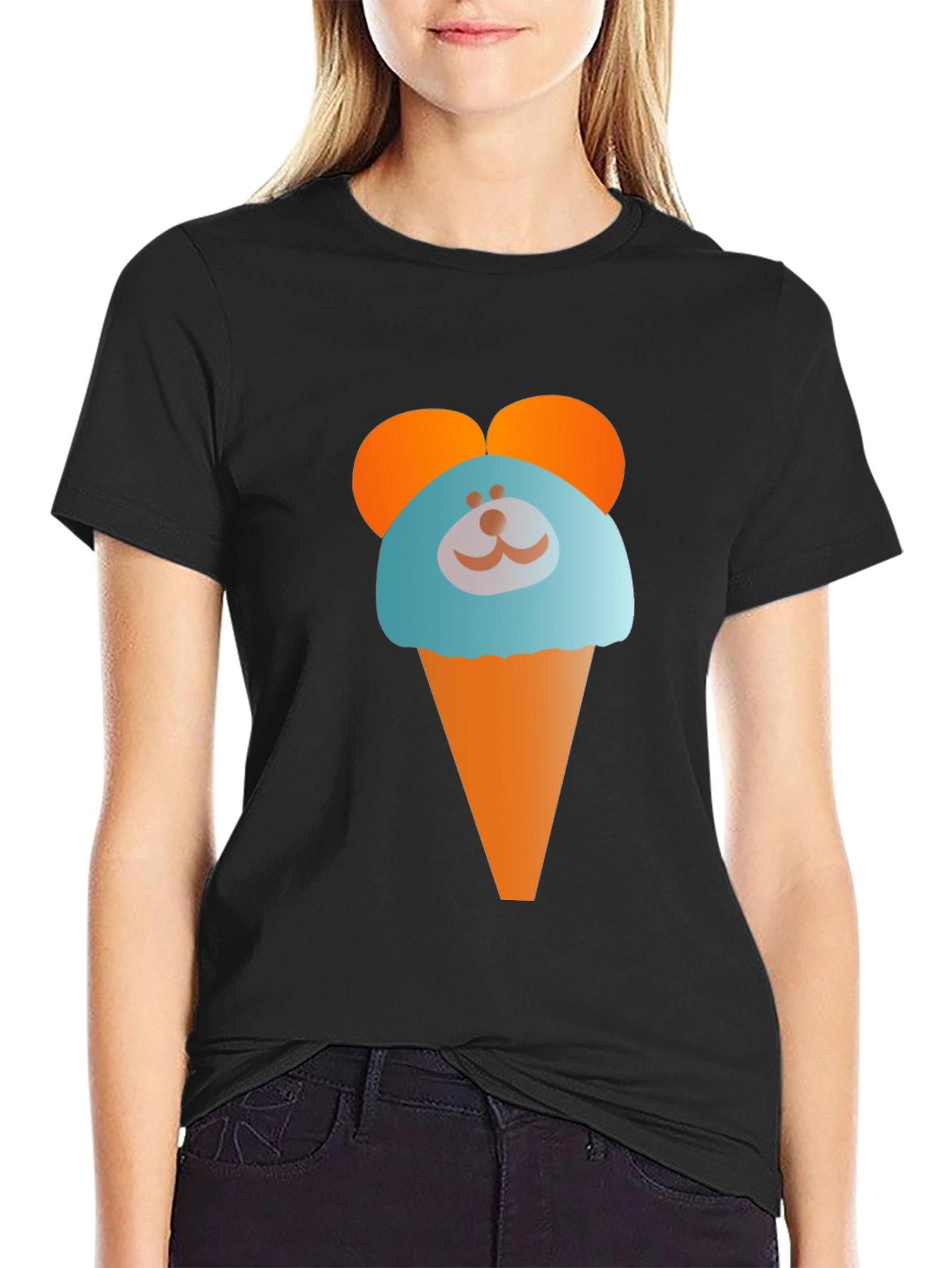 Cute Cartoon Ice Cream Bear Graphic T-Shirt