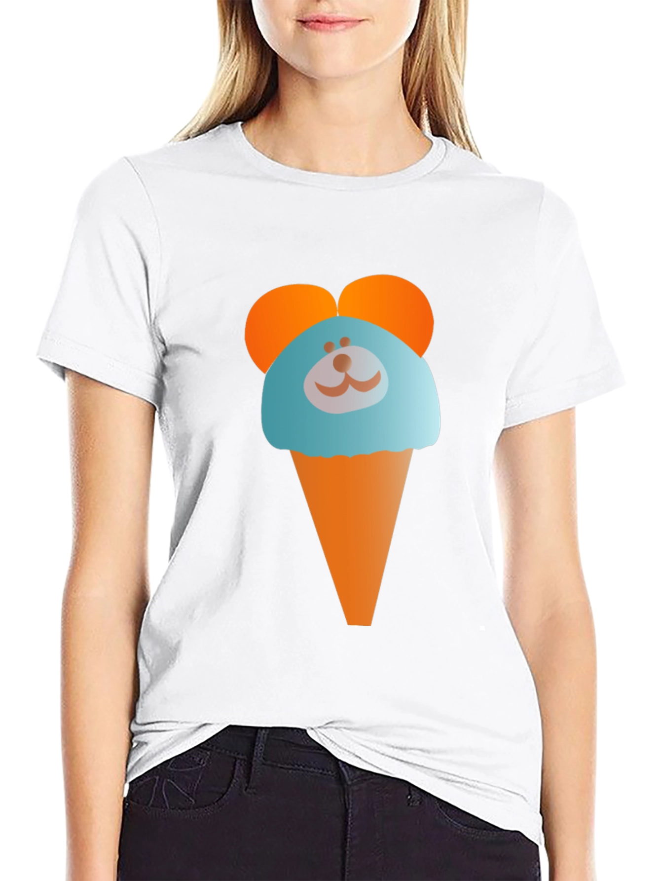 Cute Cartoon Ice Cream Bear Graphic T-Shirt