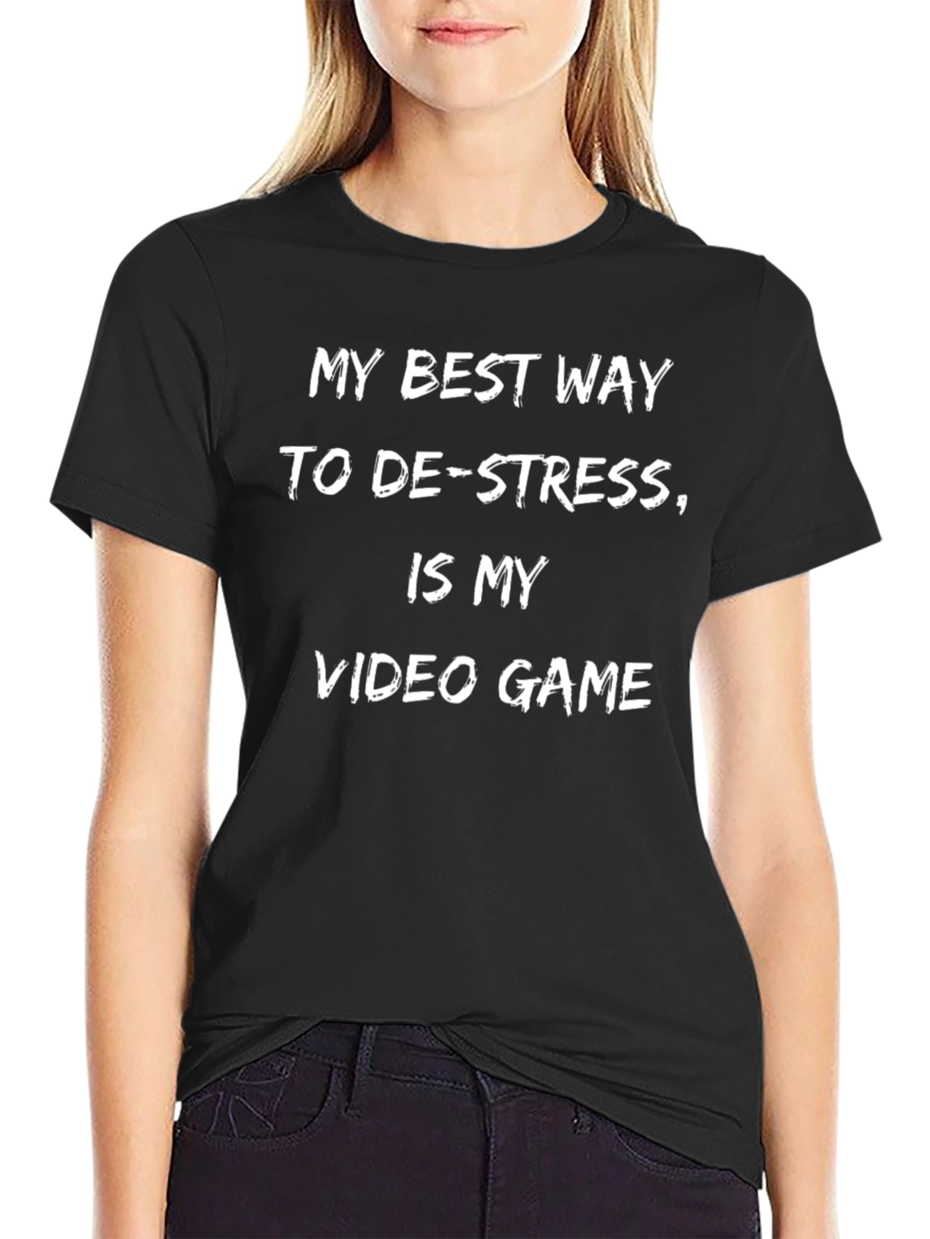 De-Stress Video Game T-Shirt - Black Casual Tee