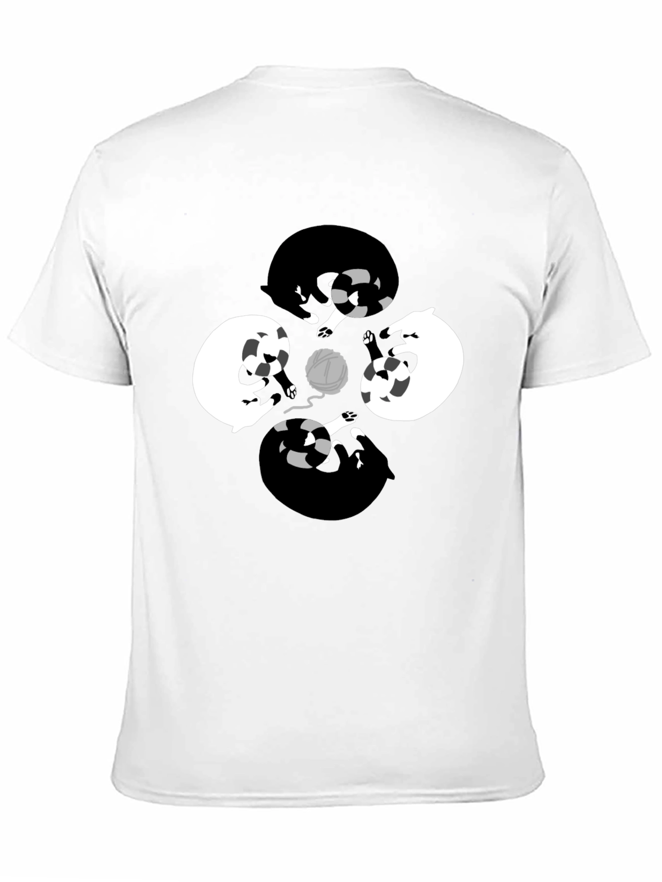 Yin Yang Cats & Yarn Black T-Shirt