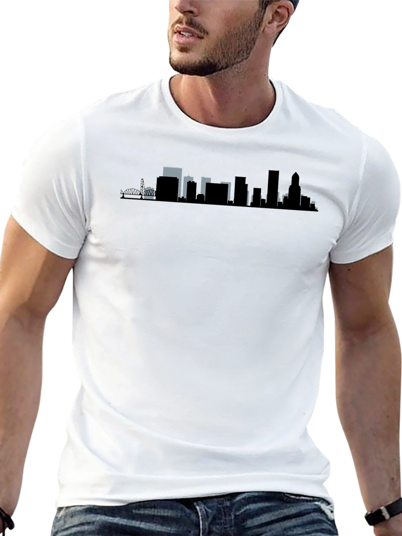 City Skyline Graphic Tee - Modern Black T-Shirt