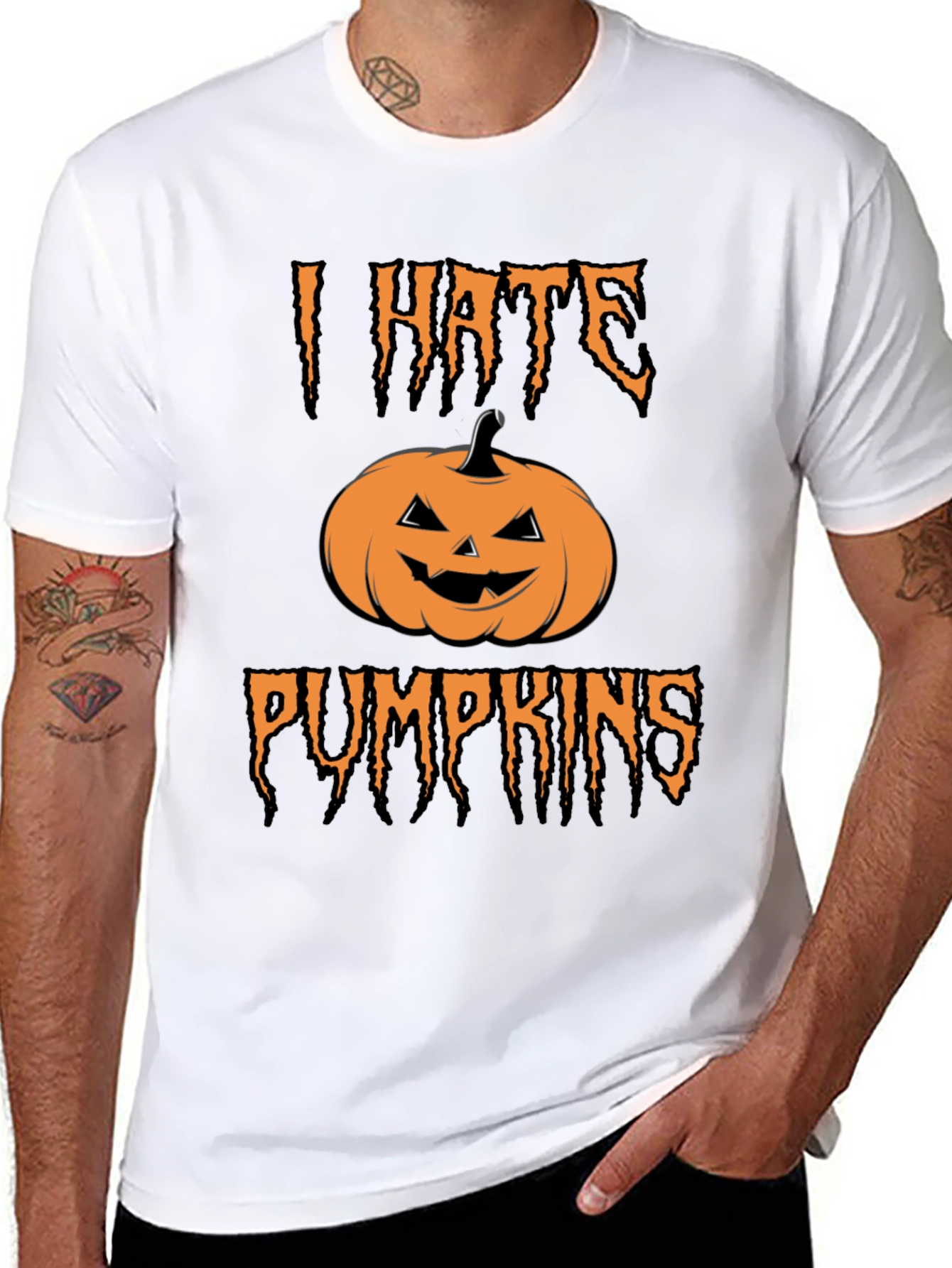 I Hate Pumpkins Graphic Tee Halloween Humor T-Shirt