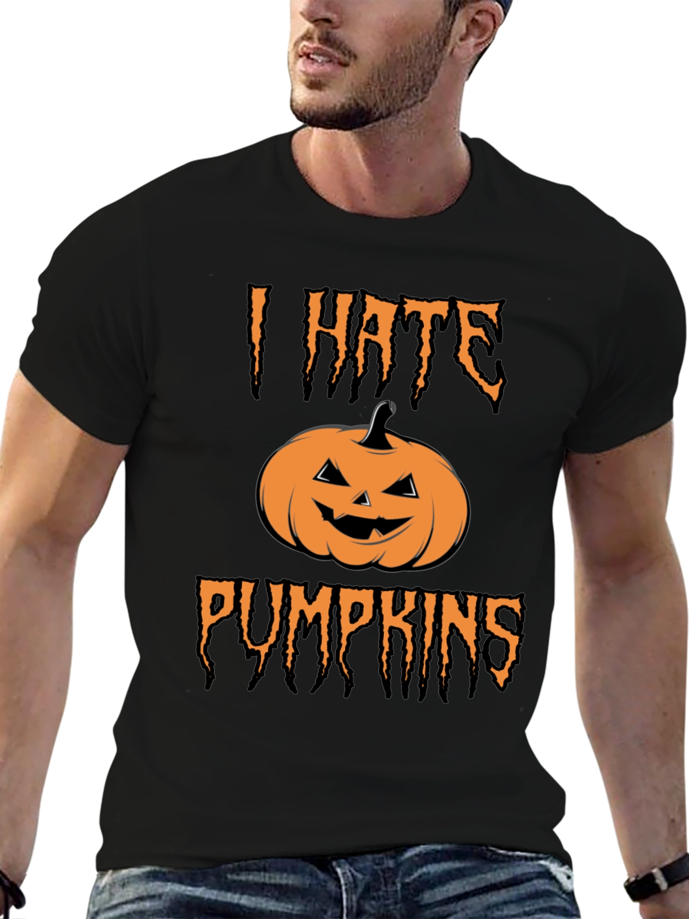 I Hate Pumpkins Graphic Tee Halloween Humor T-Shirt