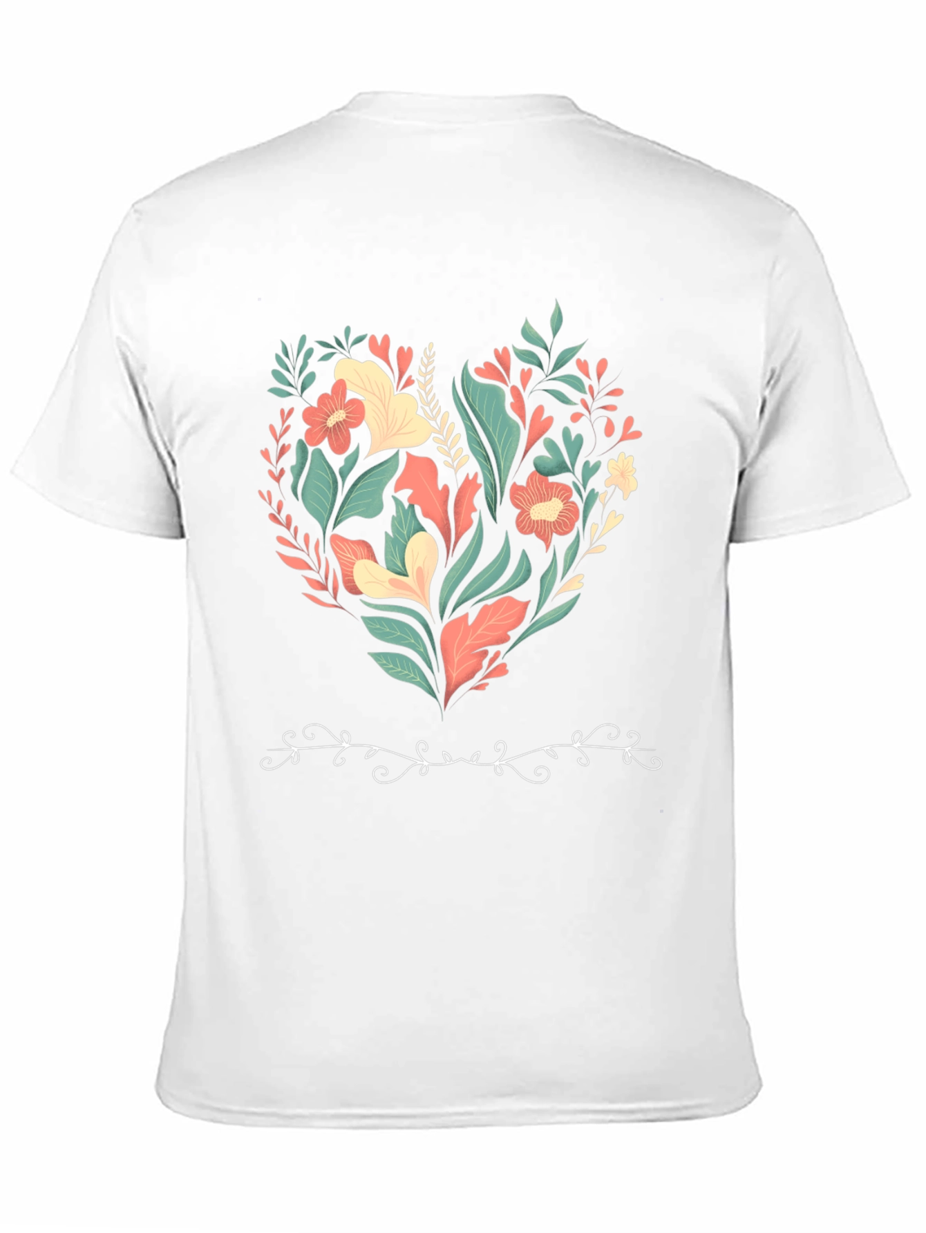 Floral Heart Graphic Print Black T-Shirt