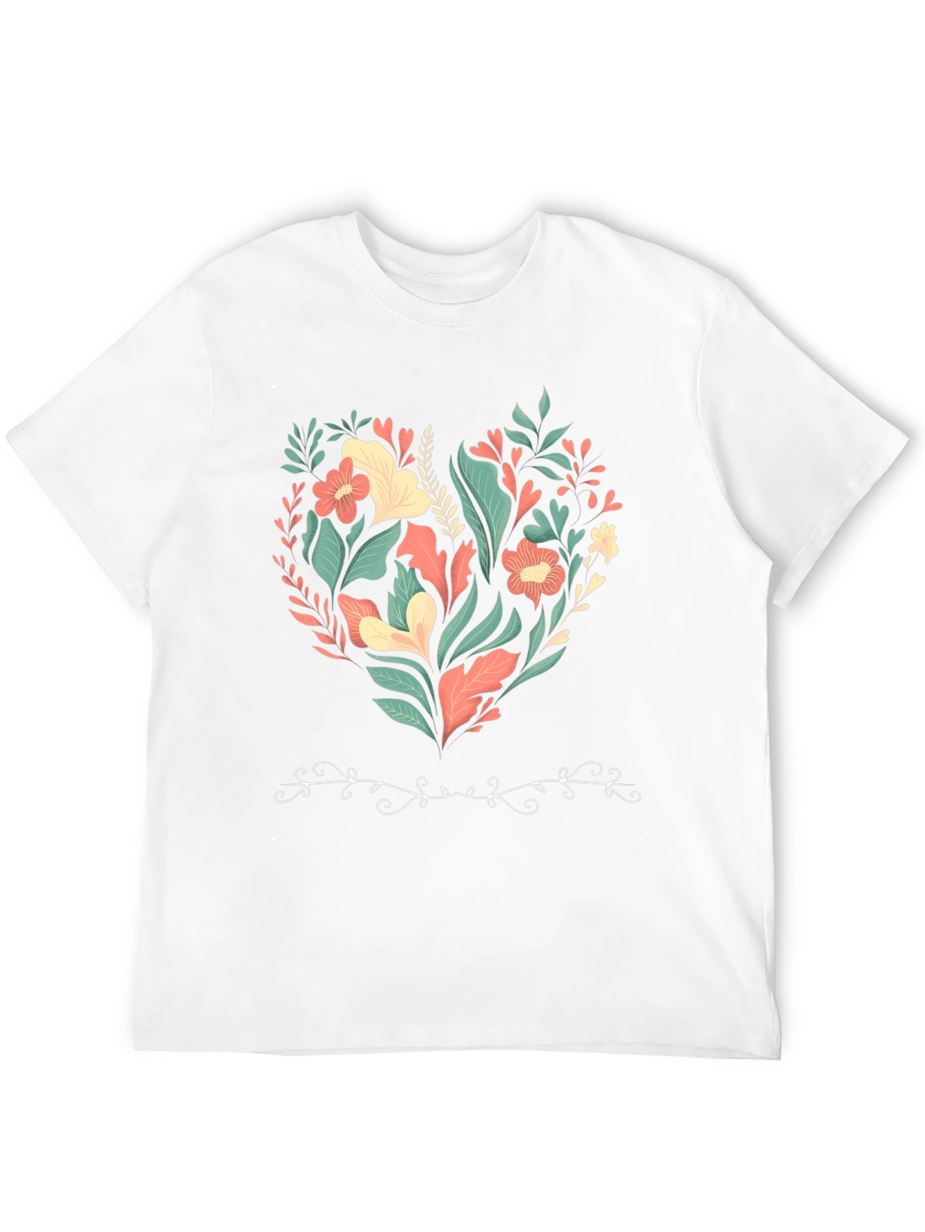 Floral Heart Graphic Print Black T-Shirt