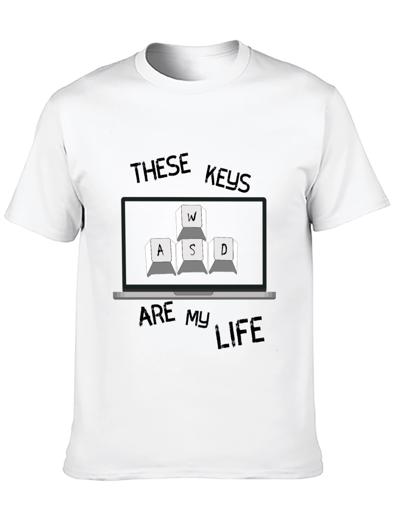 Gaming Keys Mens Black T-Shirt - WASD Keyboard