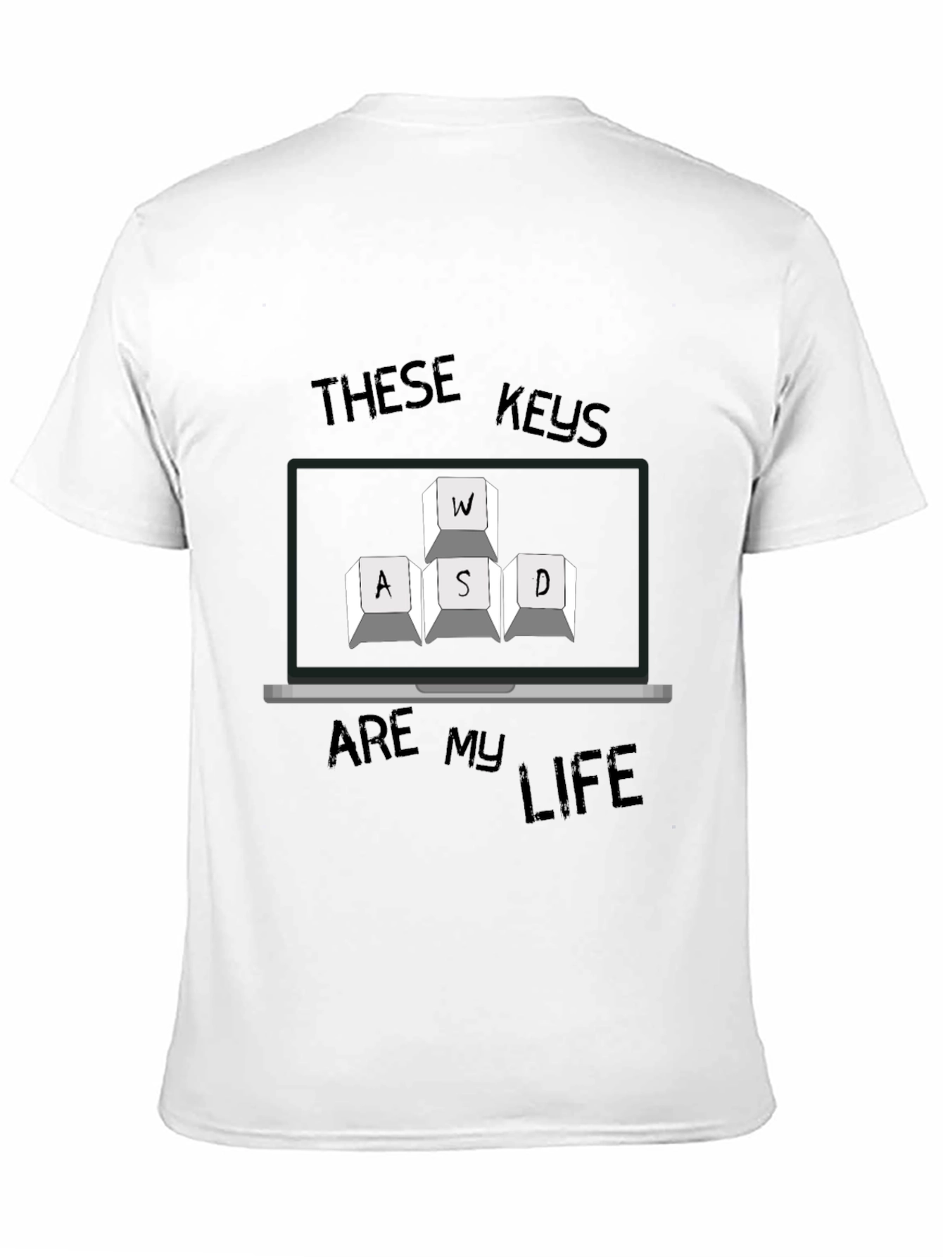 Gaming Keys Mens Black T-Shirt - WASD Keyboard
