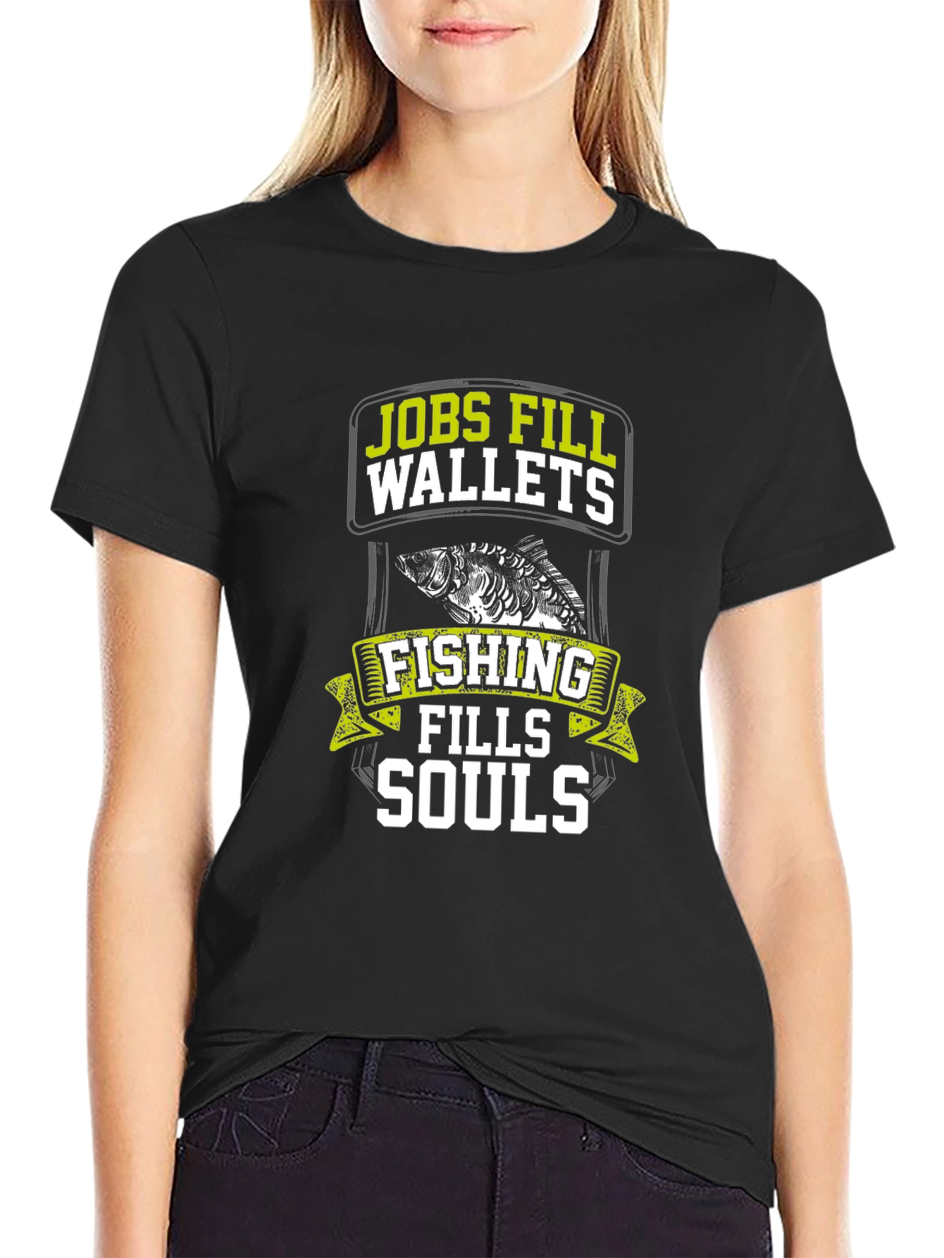 Fishing Fills Souls T-Shirt - Black