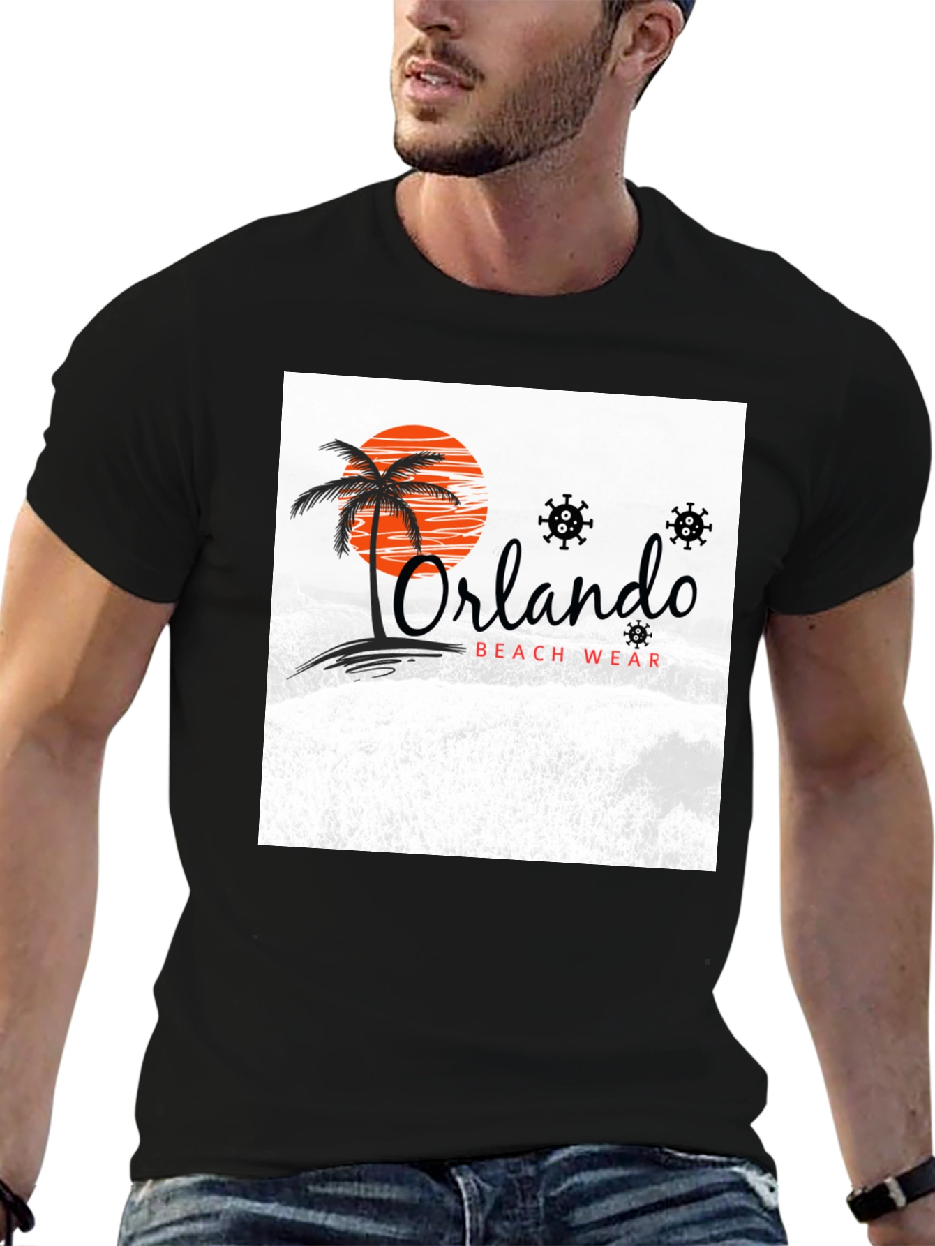 Orlando Beach Wear Graphic Tee - Black