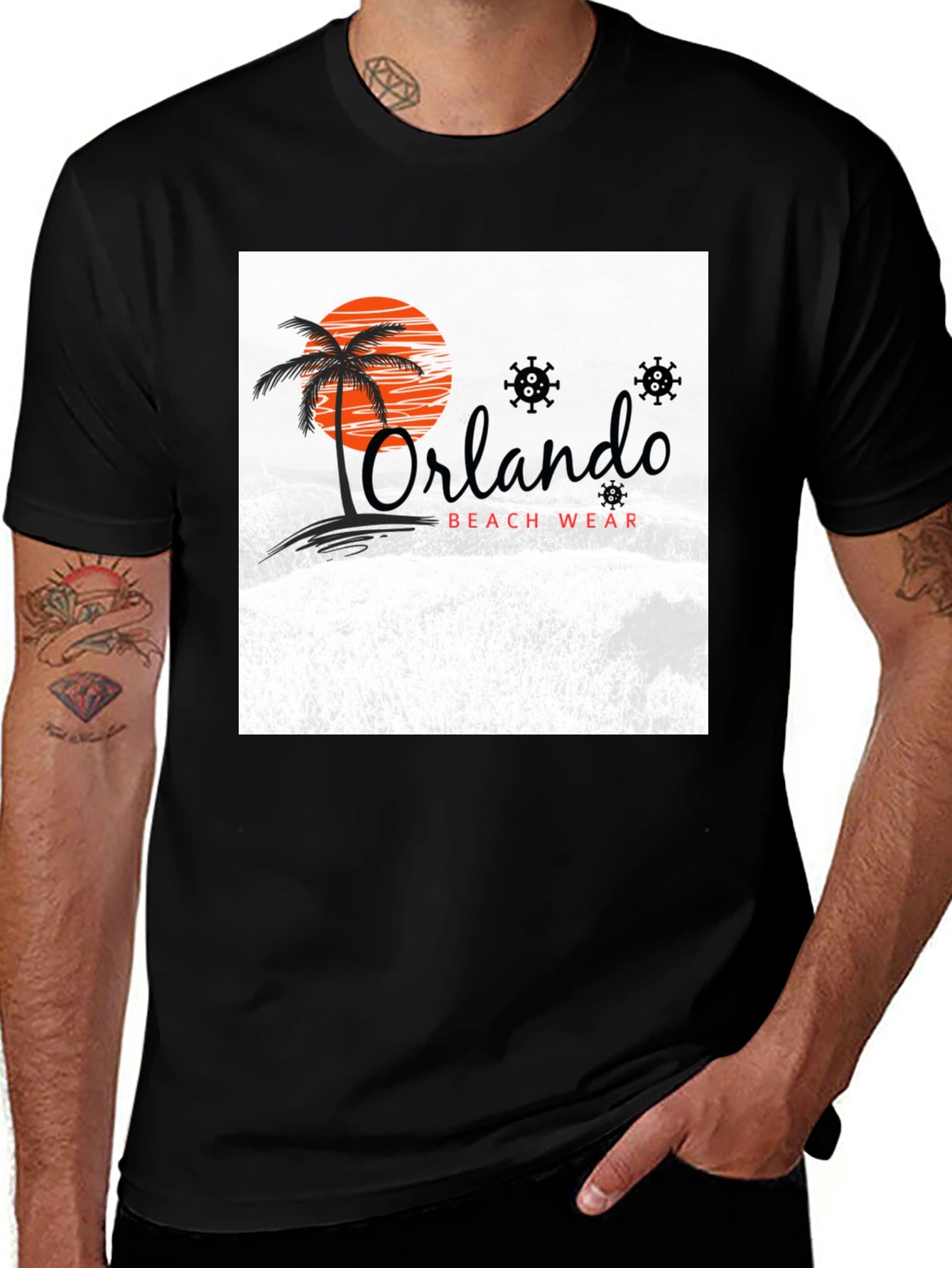 Orlando Beach Wear Graphic Tee - Black