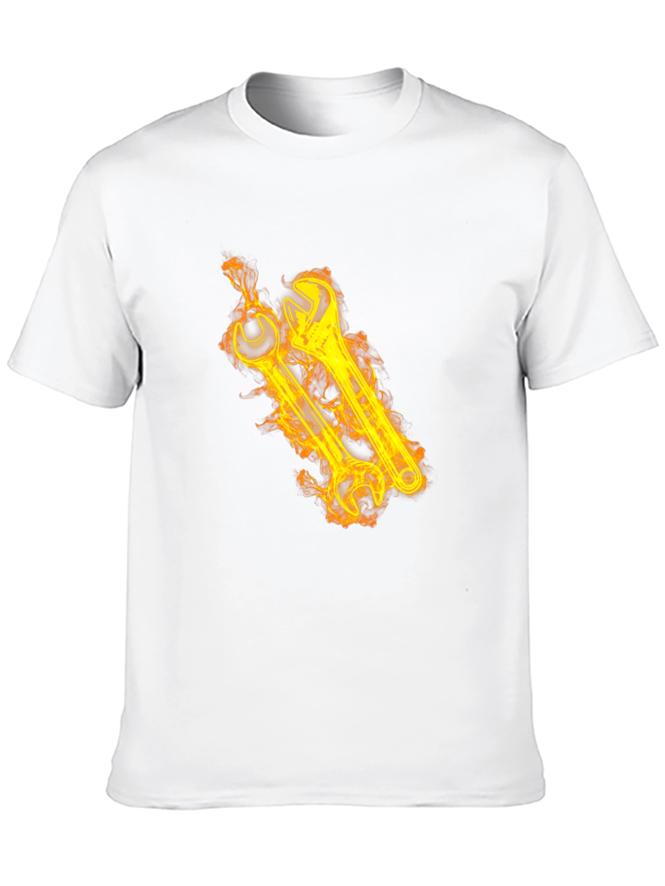 Fiery Wrench Graphic Black T-Shirt
