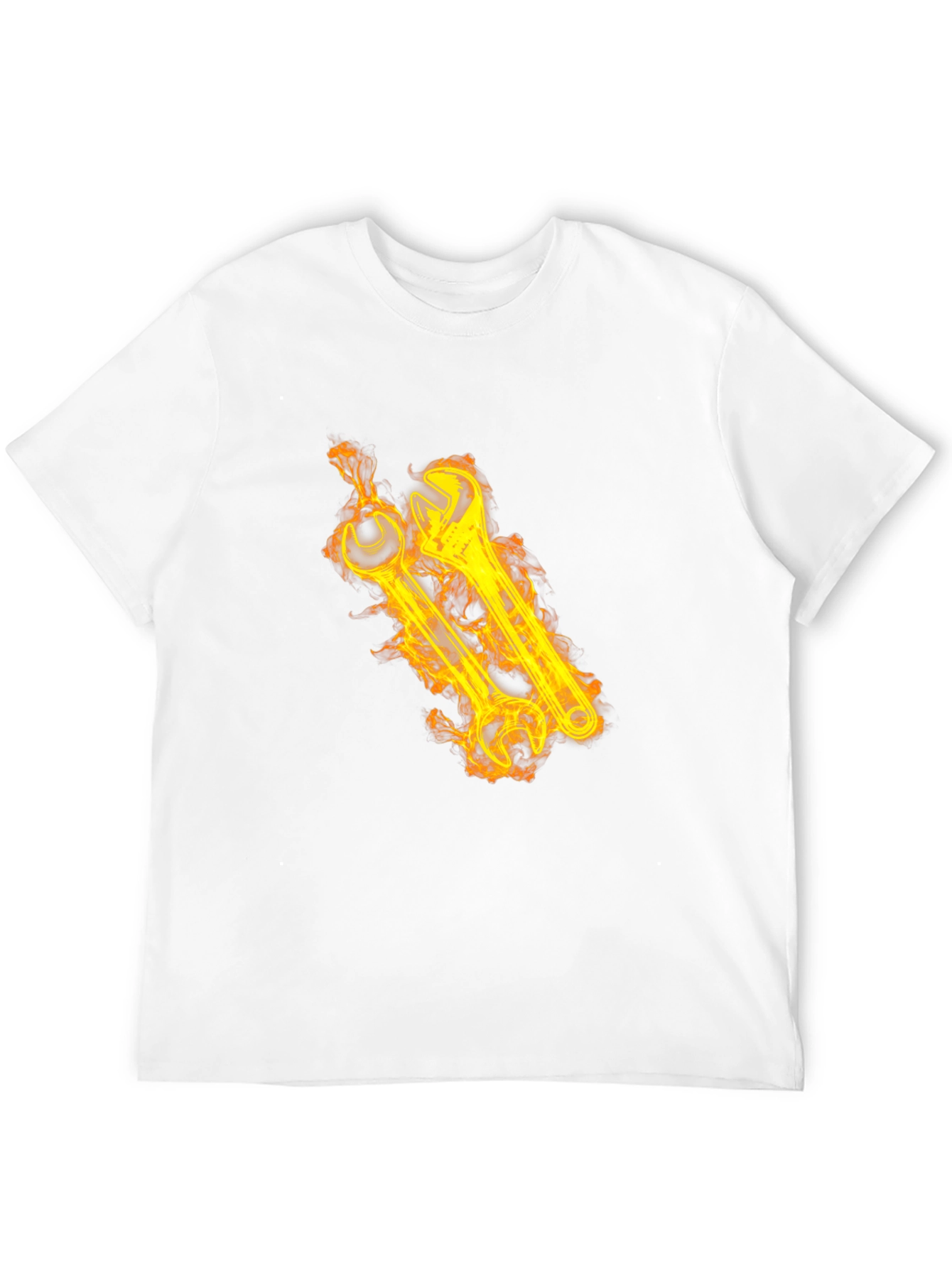 Fiery Wrench Graphic Black T-Shirt