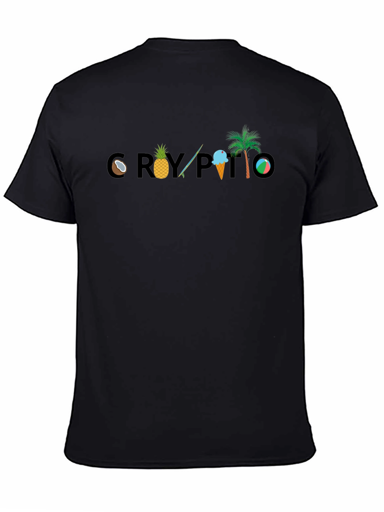 Crypto Summer T-Shirt Black Beach Theme