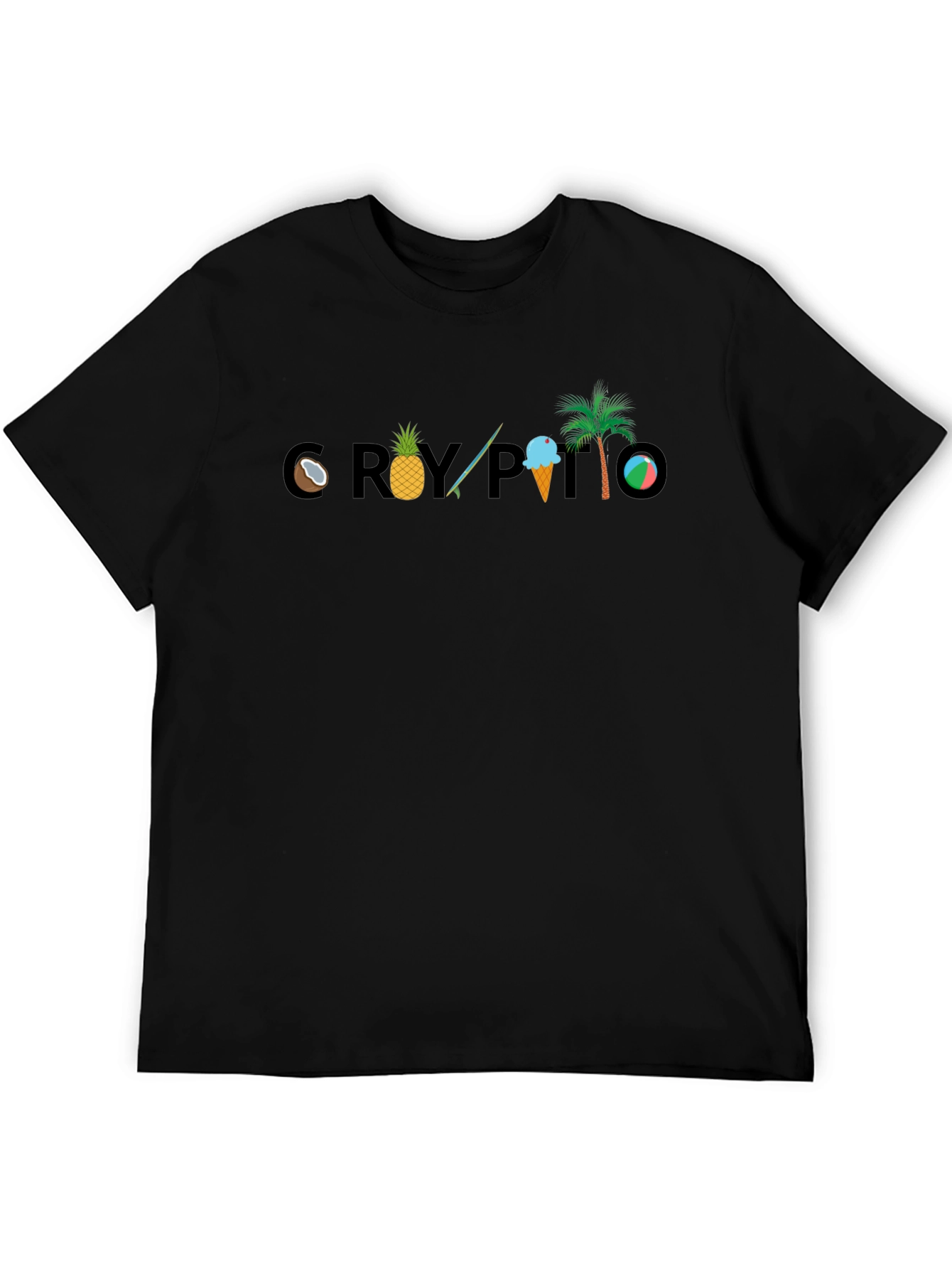 Crypto Summer T-Shirt Black Beach Theme