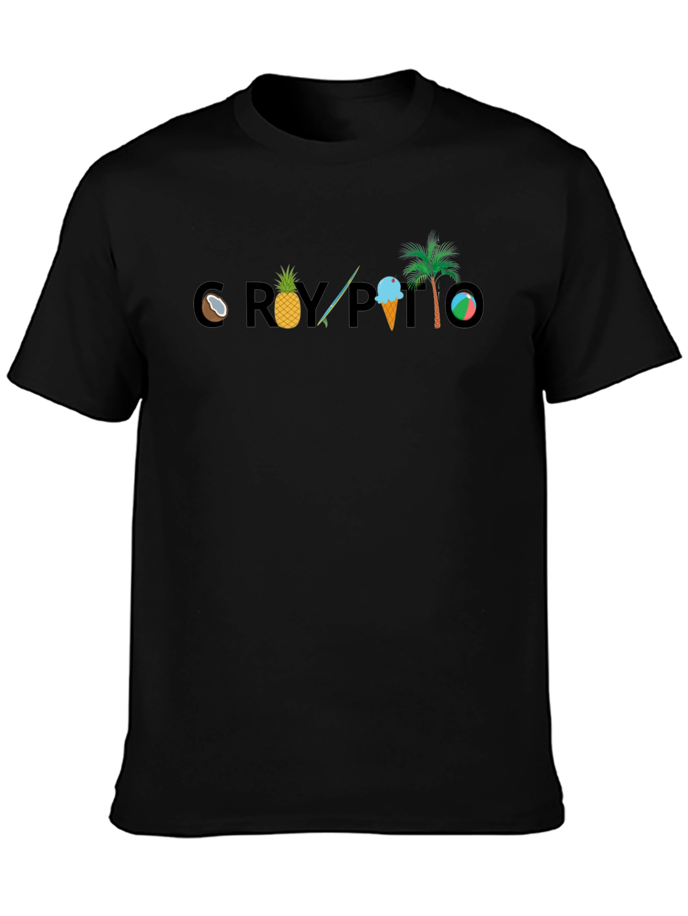 Crypto Summer T-Shirt Black Beach Theme
