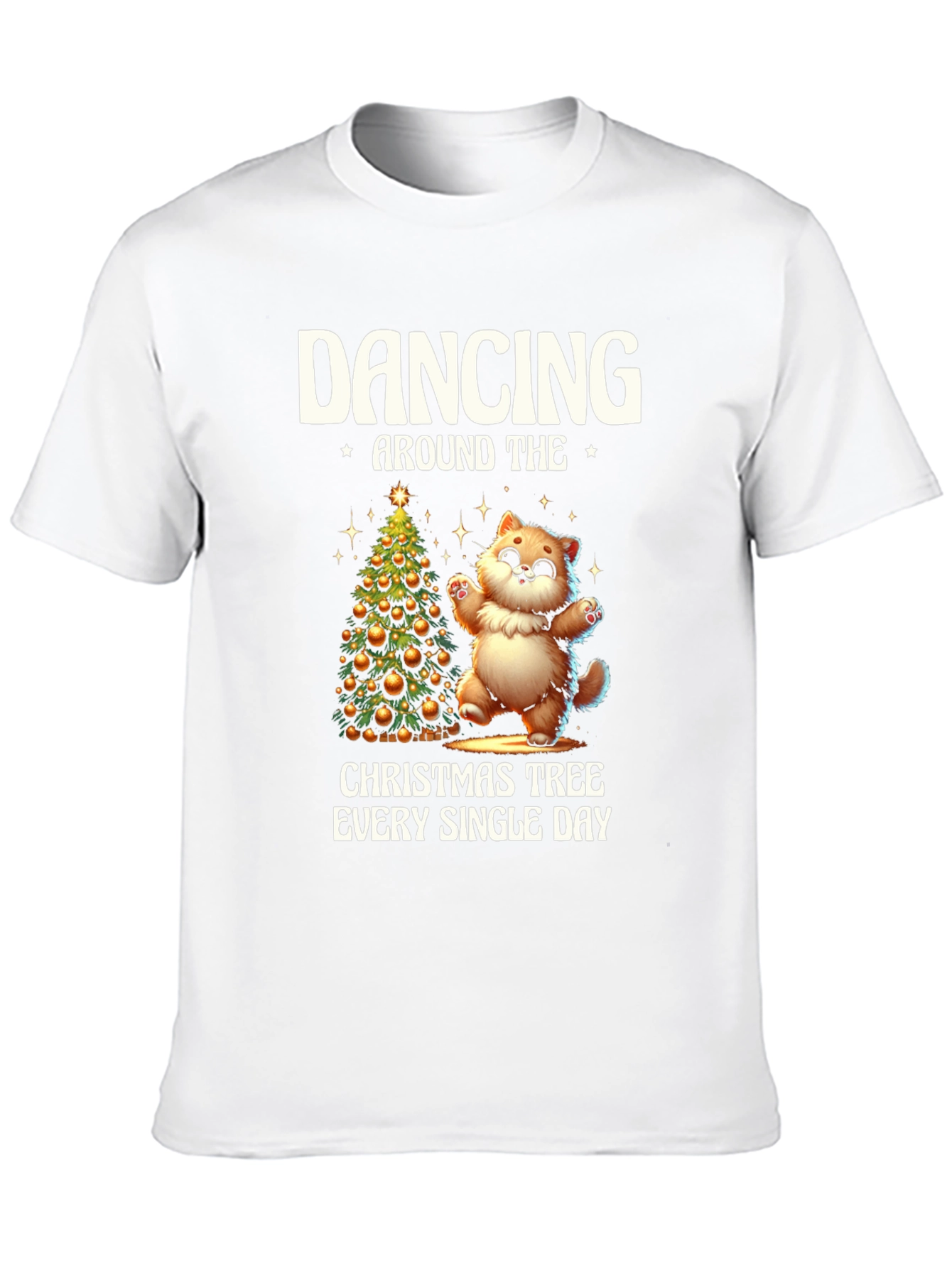 Dancing Cat Christmas Tree Tee