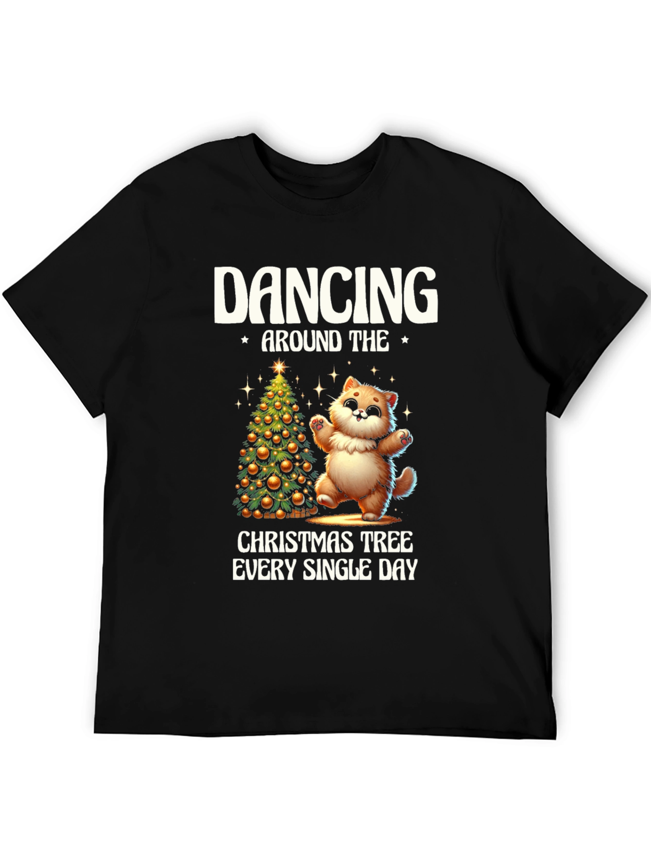 Dancing Cat Christmas Tree Tee