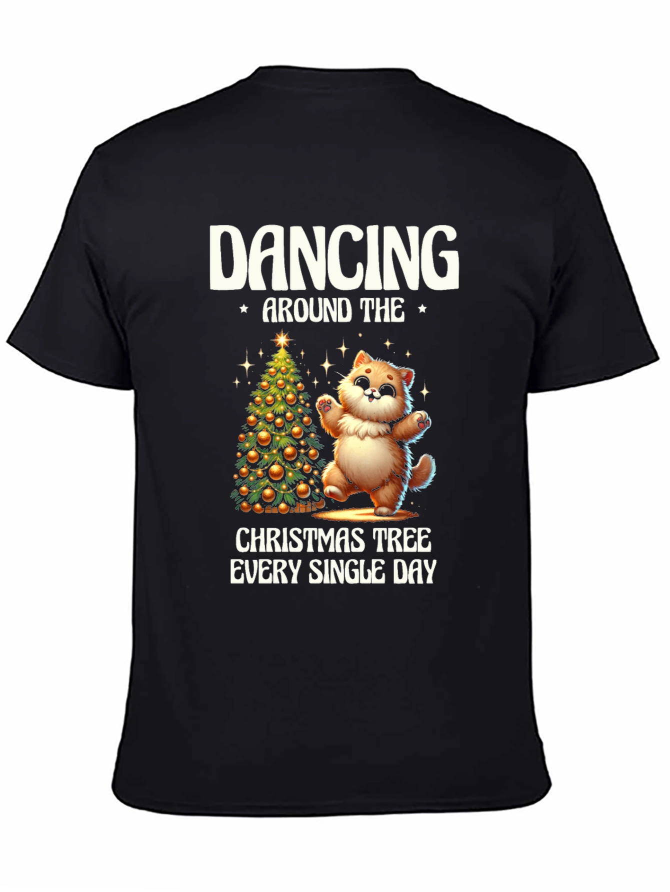 Dancing Cat Christmas Tree Tee