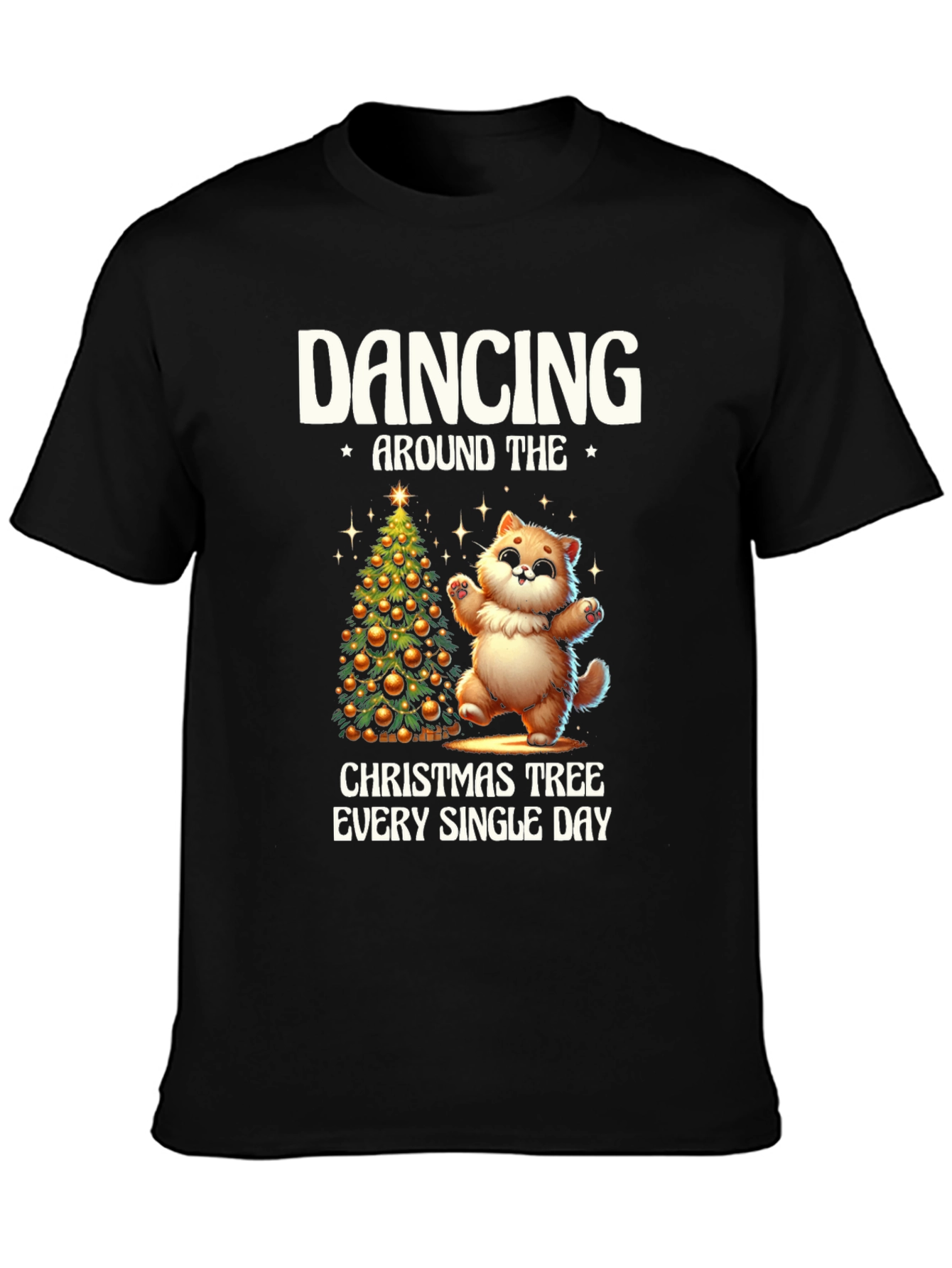 Dancing Cat Christmas Tree Tee