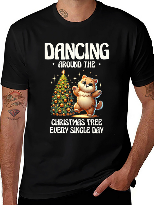 Dancing Cat Christmas Tree Tee