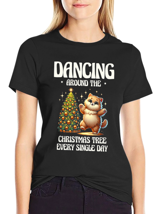 Dancing Cat Christmas Tree Tee