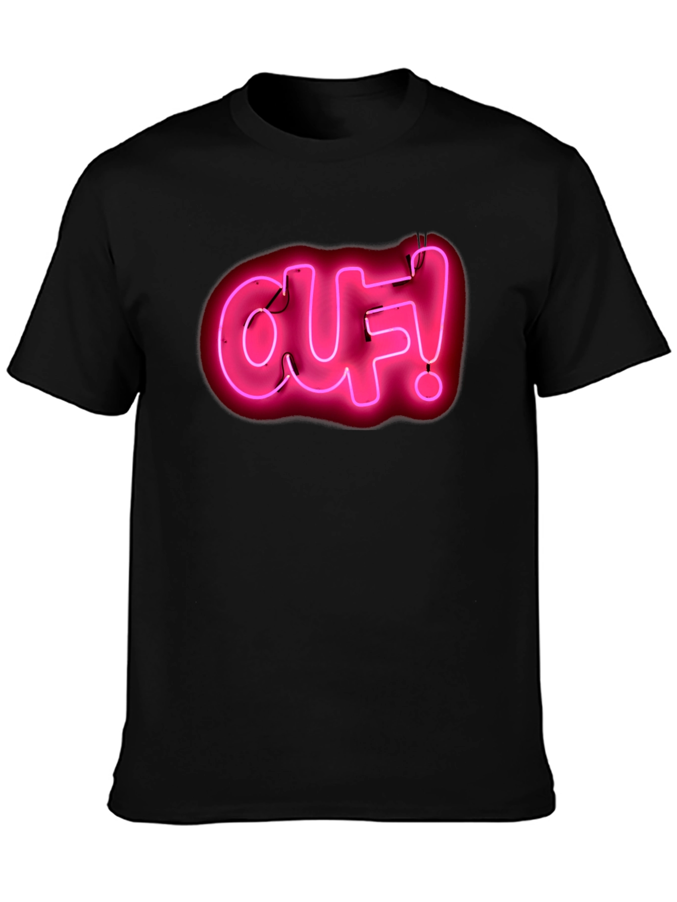Ouf! Neon Pink Graphic Black T-Shirt