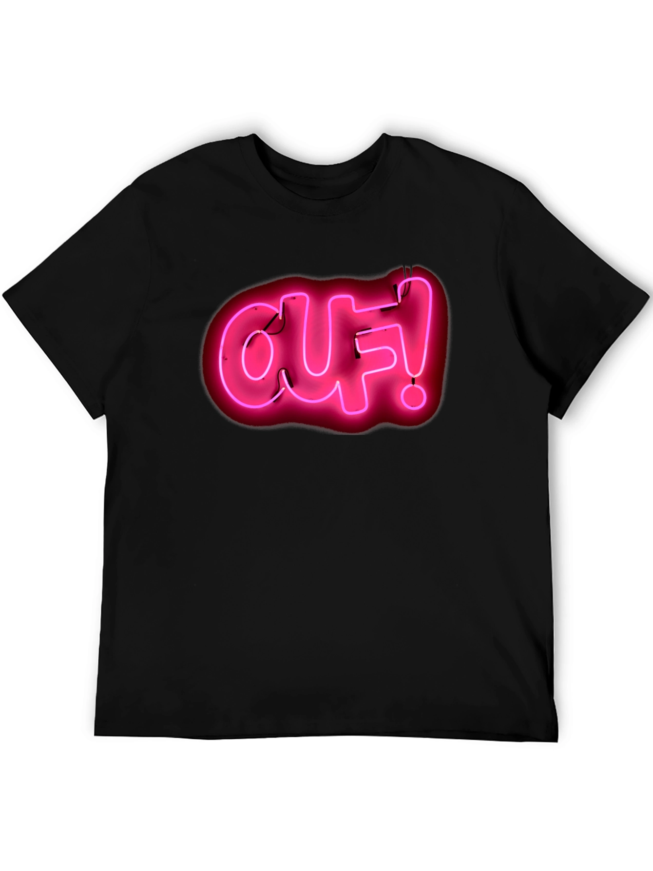 Ouf! Neon Pink Graphic Black T-Shirt