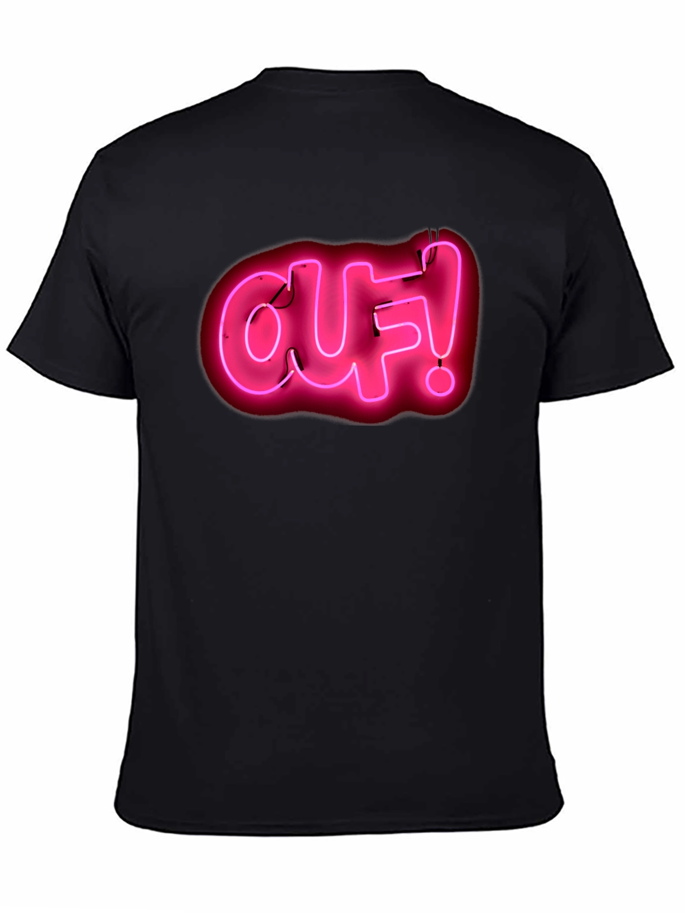 Ouf! Neon Pink Graphic Black T-Shirt
