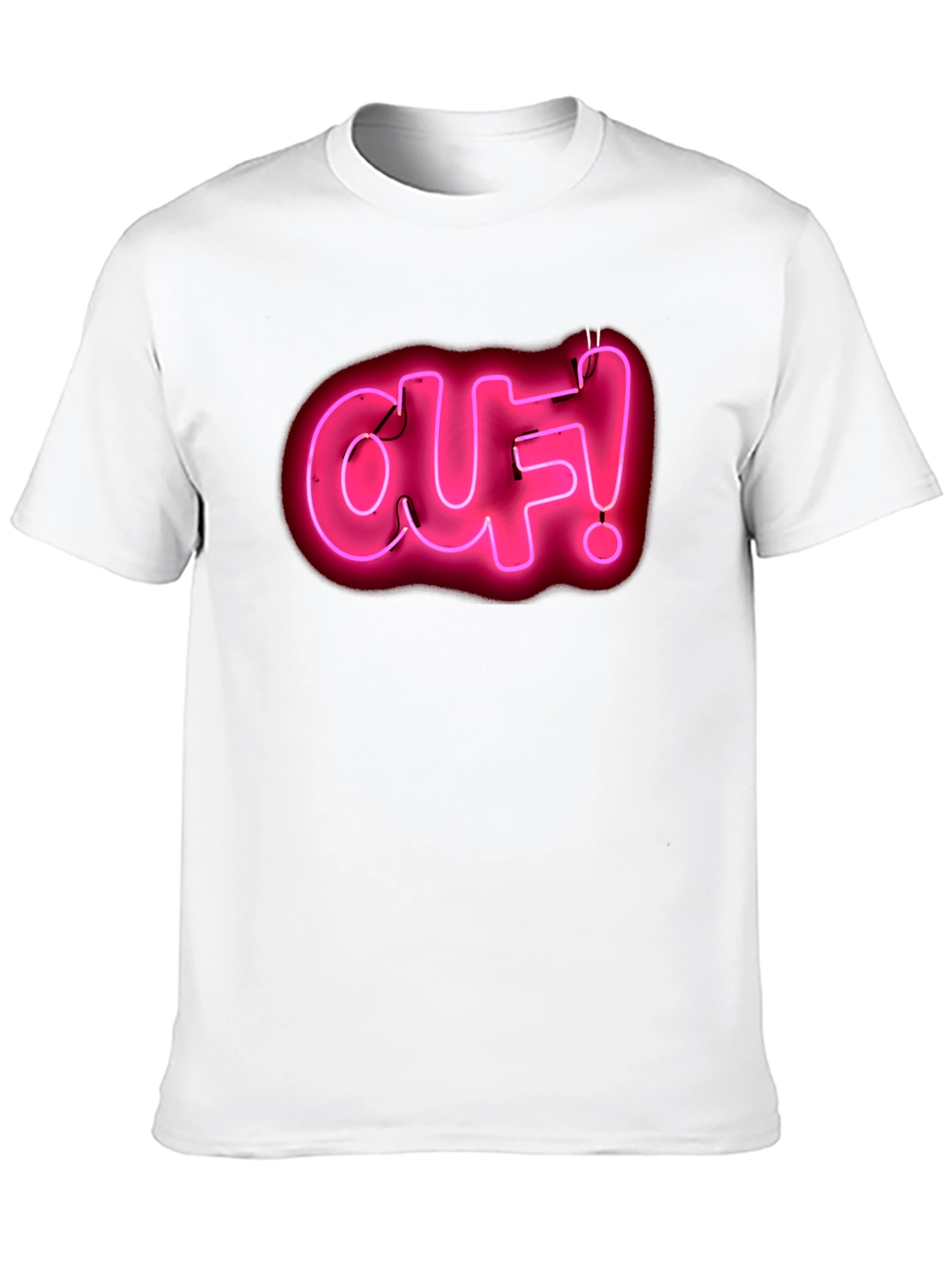 Ouf! Neon Pink Graphic Black T-Shirt
