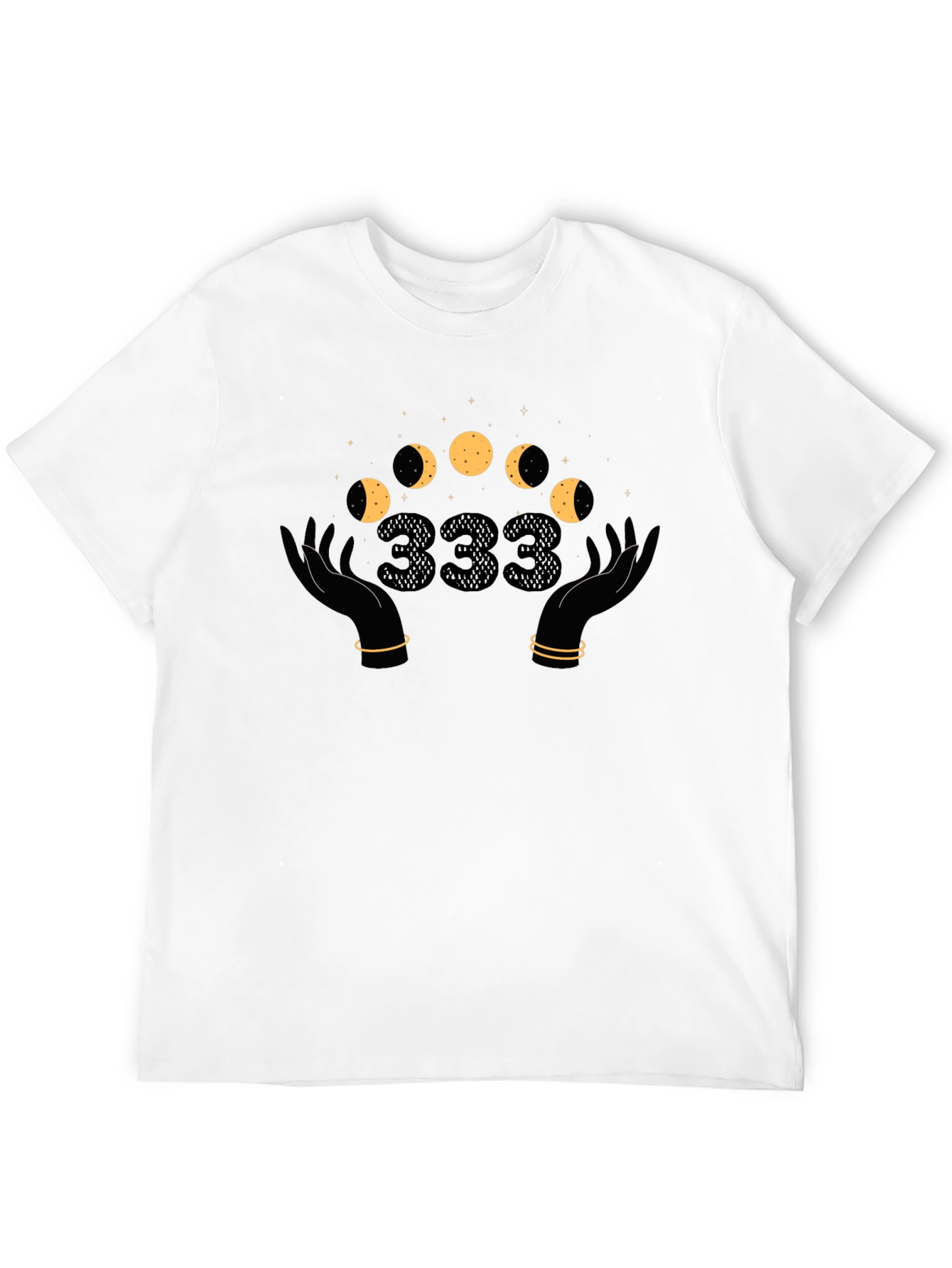 Mystic Moon Phases T-Shirt - Angel Number 333 Design