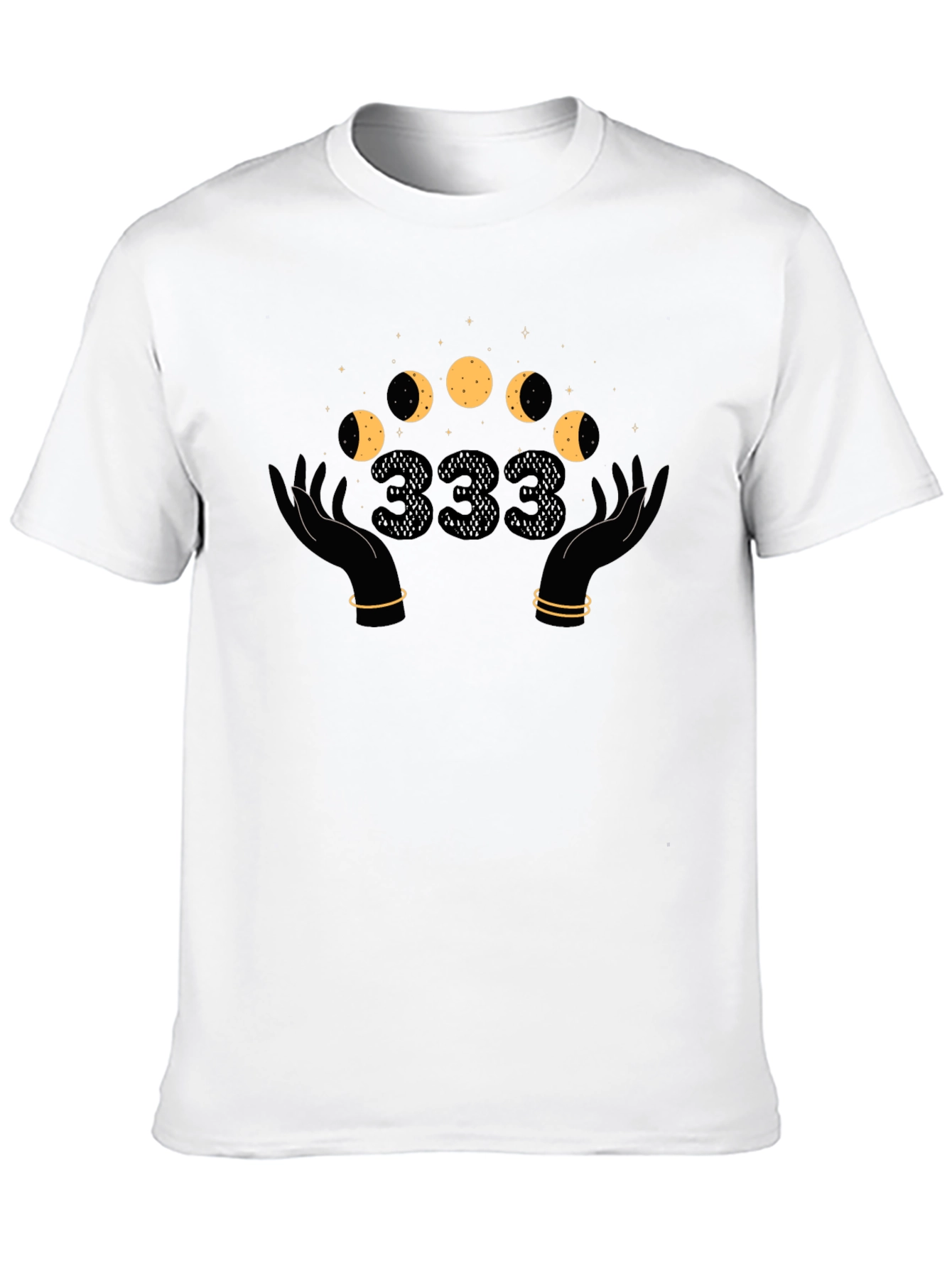 Mystic Moon Phases T-Shirt - Angel Number 333 Design