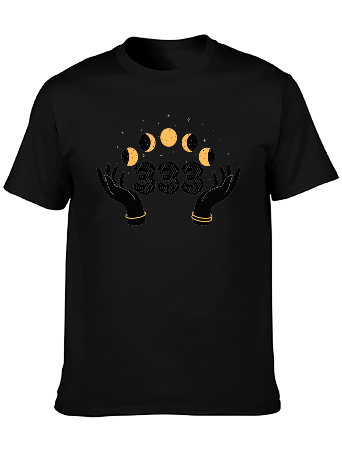 Mystic Moon Phases T-Shirt - Angel Number 333 Design