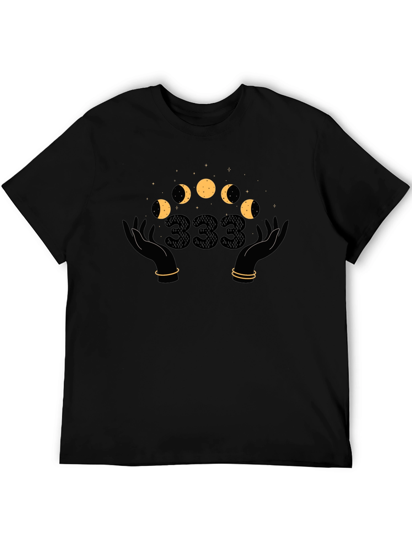 Mystic Moon Phases T-Shirt - Angel Number 333 Design