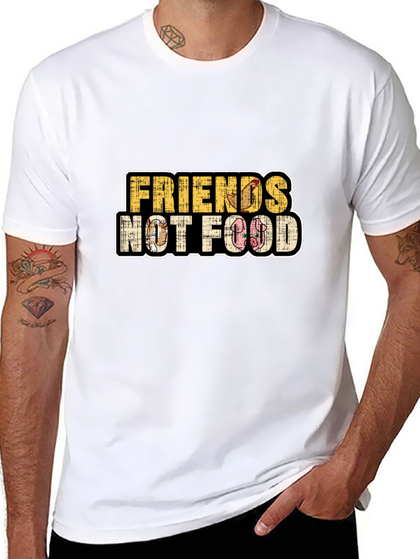 Friends Not Food T-Shirt - Vegan Animal Rights Tee