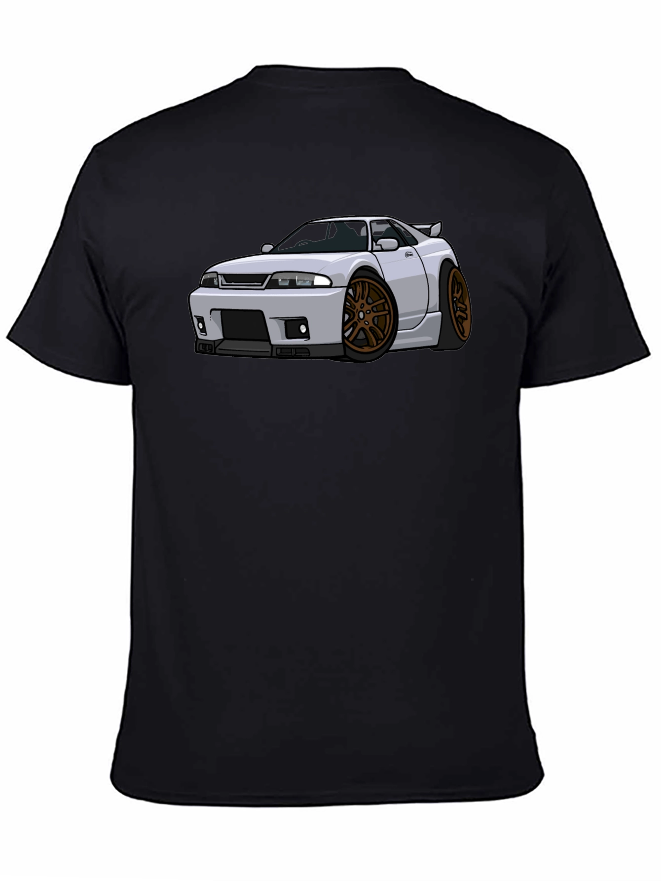 Car Cartoon Graphic Tee - Black