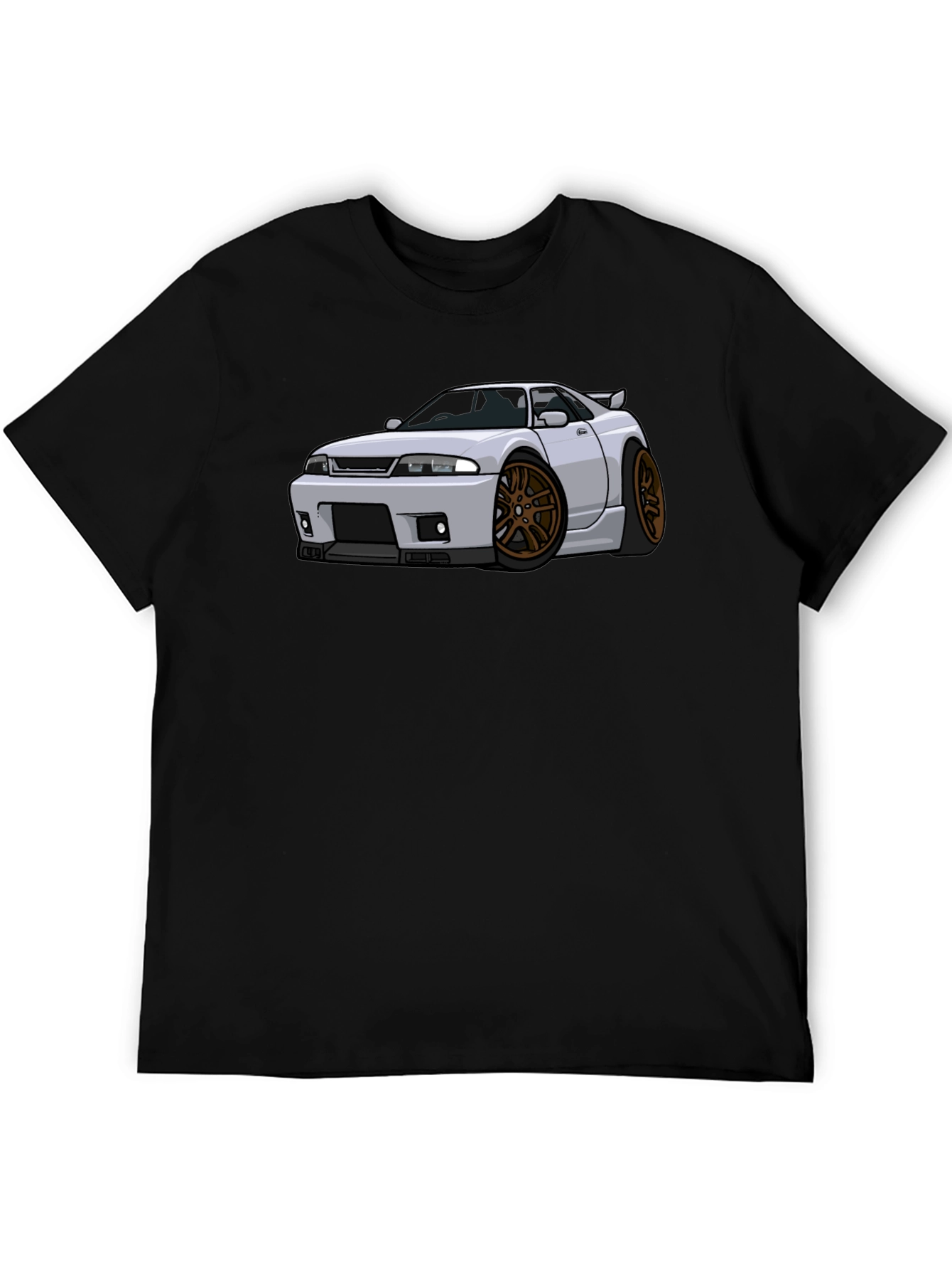 Car Cartoon Graphic Tee - Black