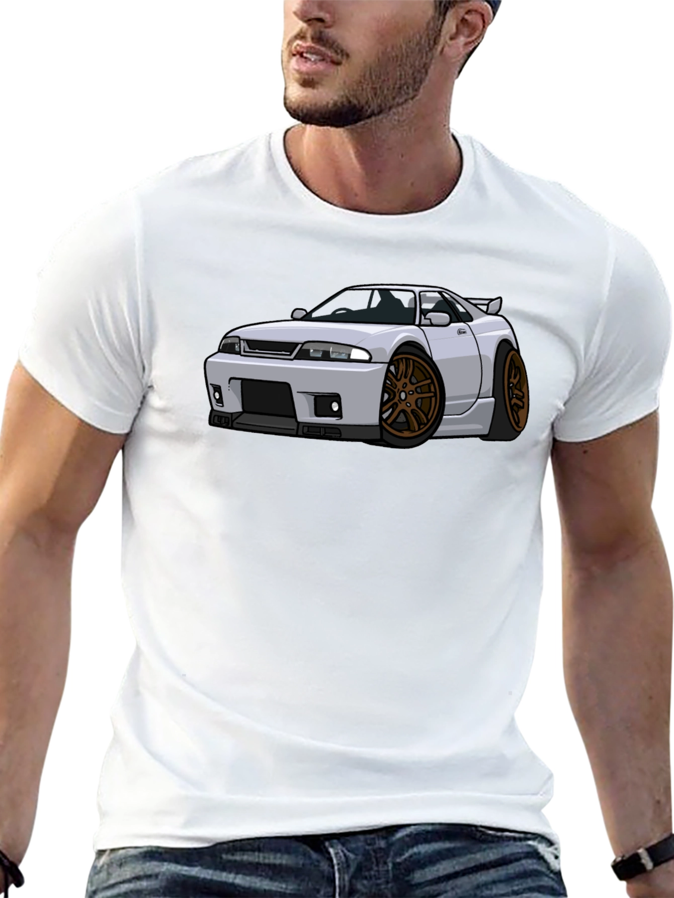 Car Cartoon Graphic Tee - Black