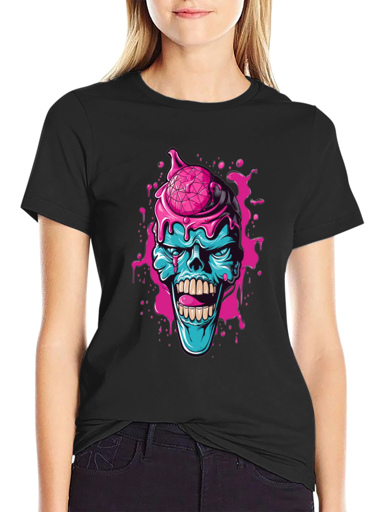 Zombie Ice Cream Skull Graphic Tee