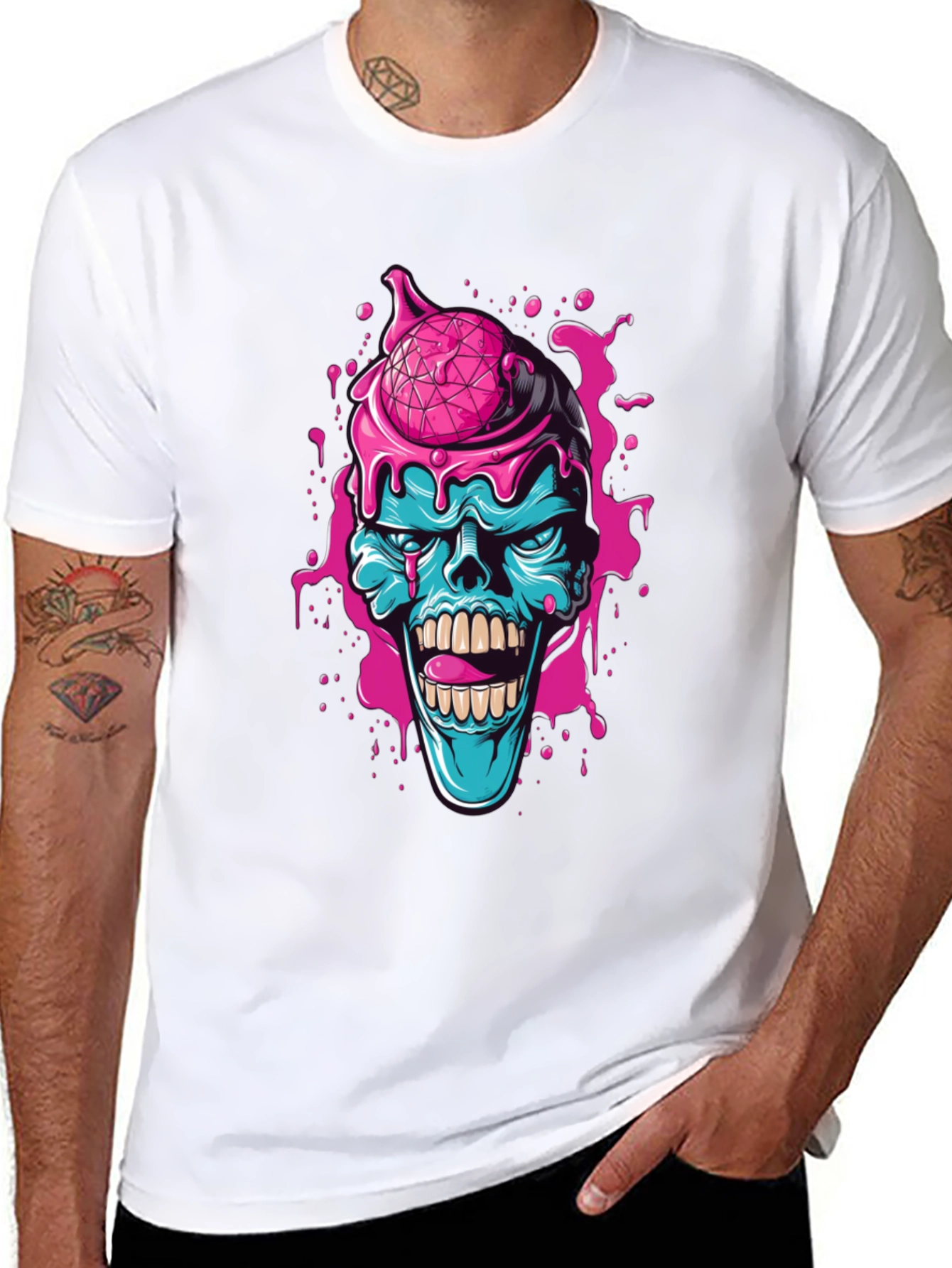 Zombie Ice Cream Skull Graphic Tee