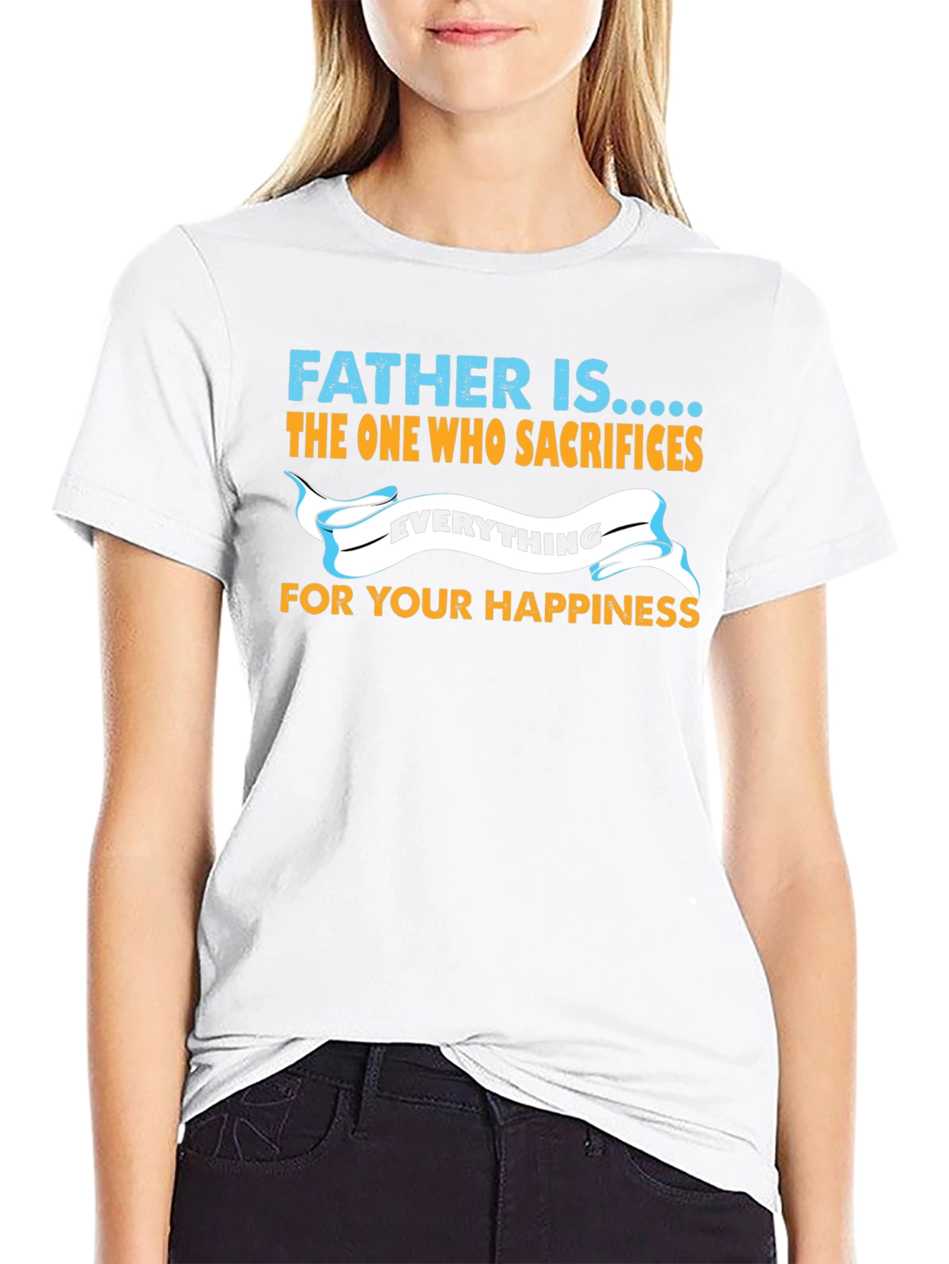 Father is... Graphic Print Black T-Shirt