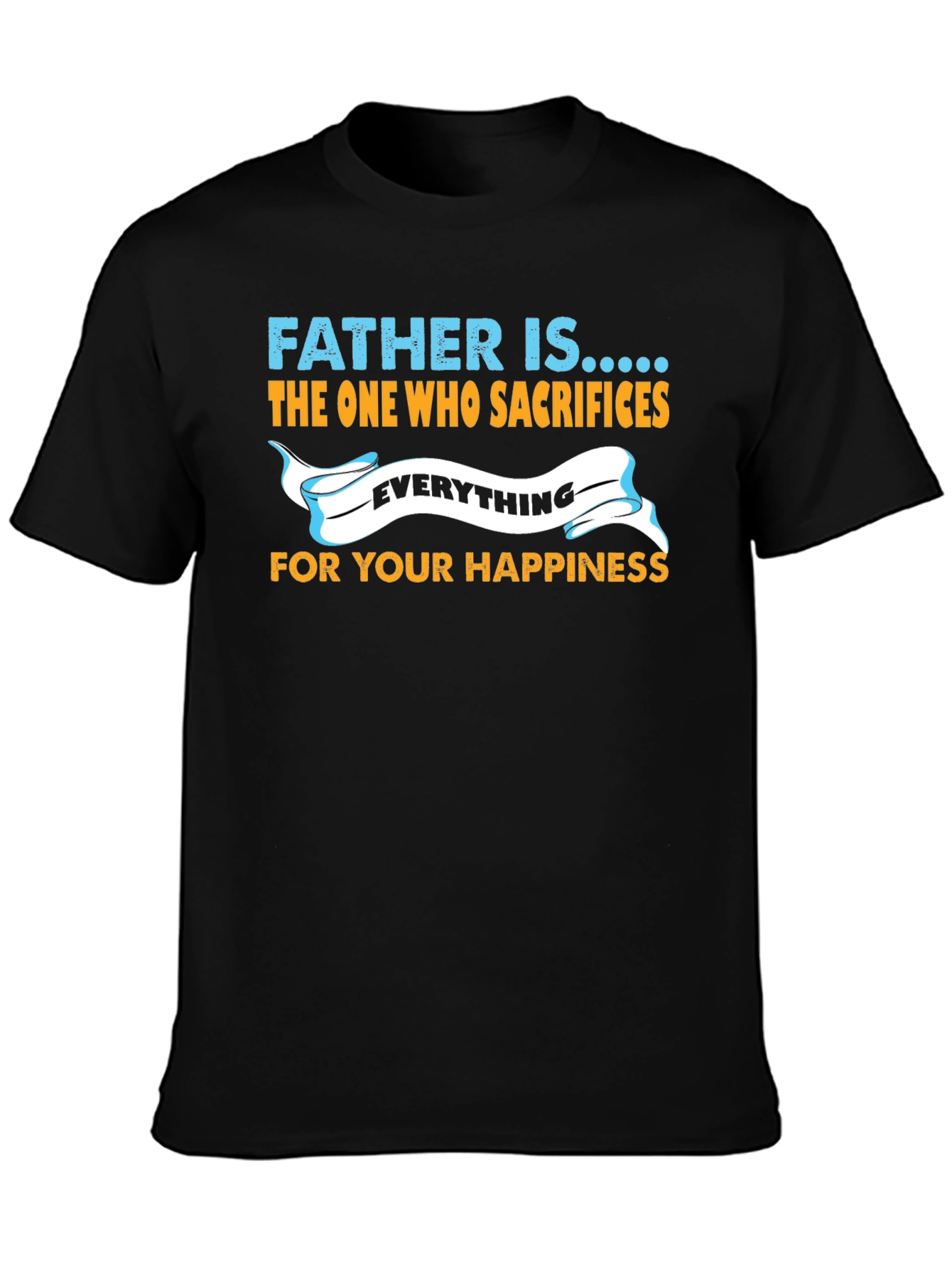 Father is... Graphic Print Black T-Shirt