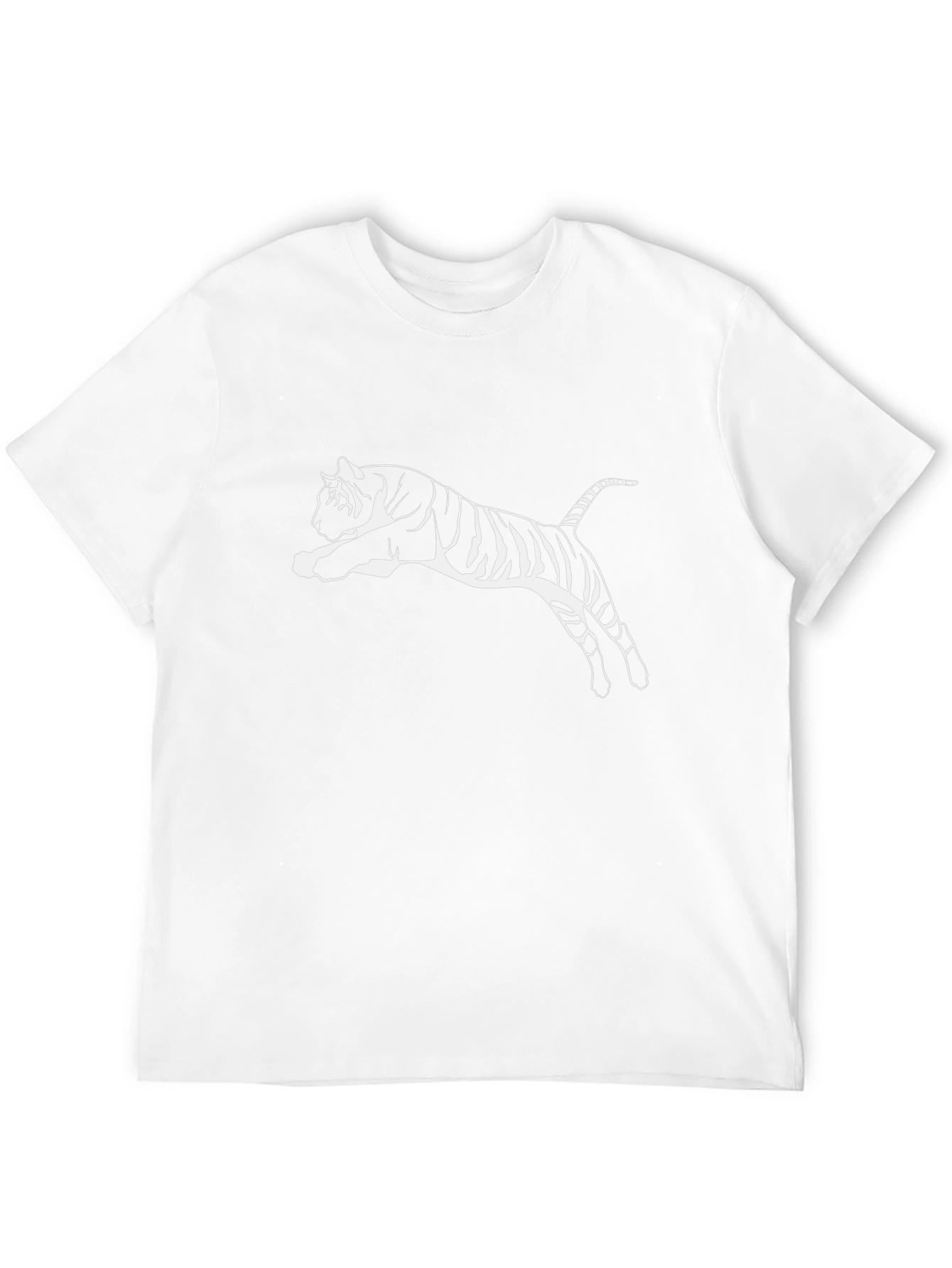 Black T-Shirt with White Tiger Graphic