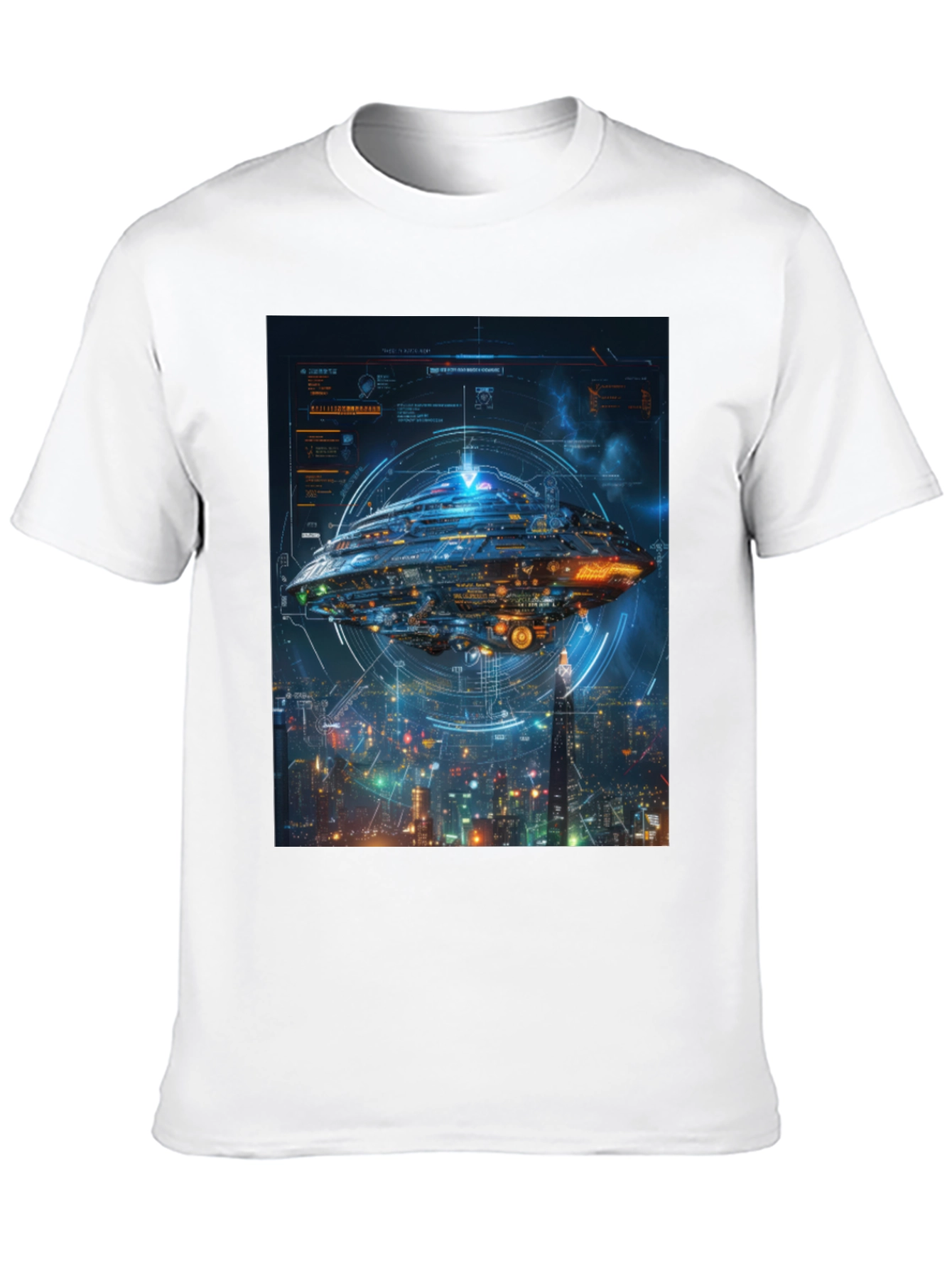 Sci-Fi Spaceship Black T-Shirt