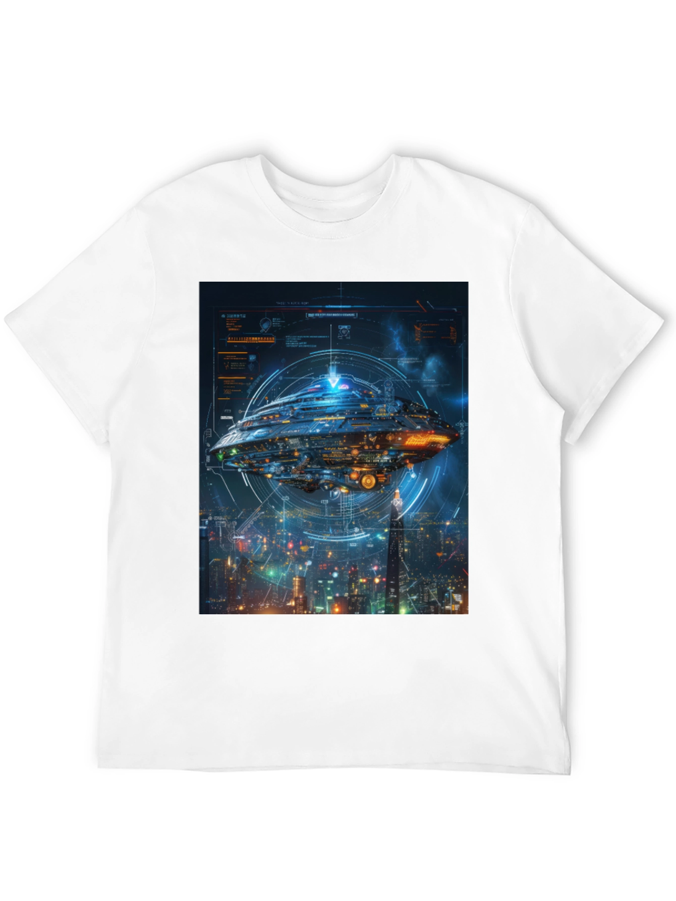 Sci-Fi Spaceship Black T-Shirt