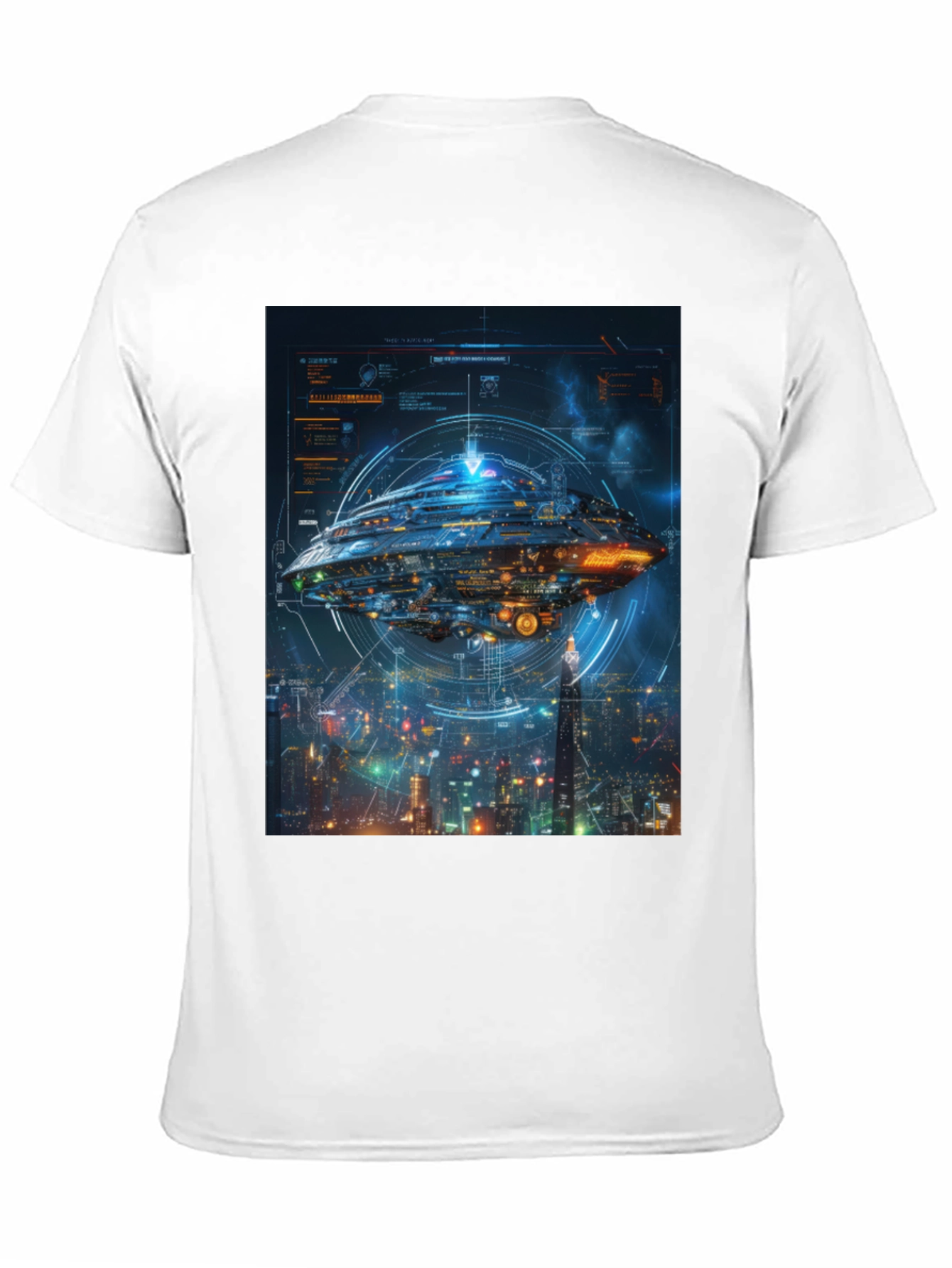 Sci-Fi Spaceship Black T-Shirt