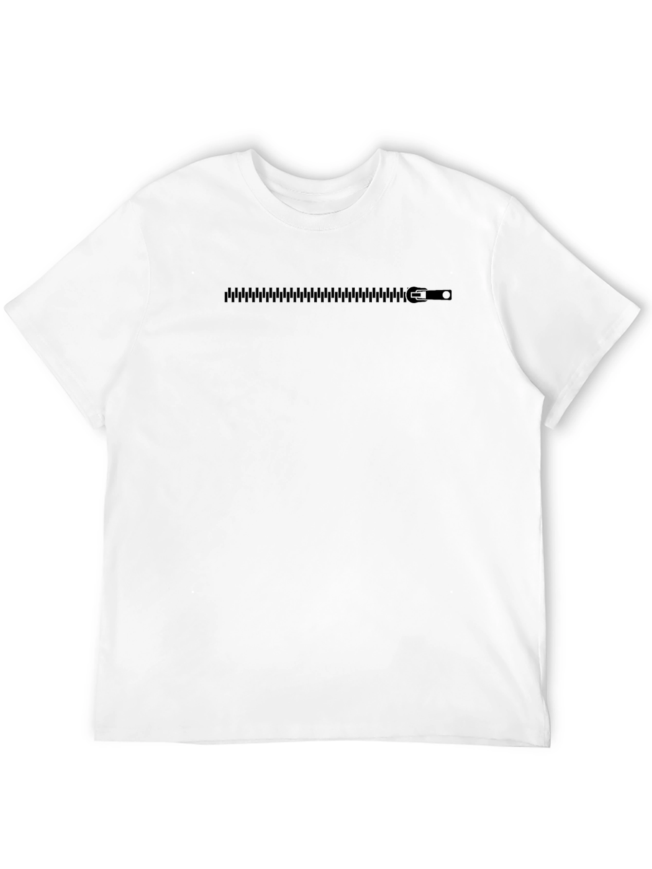 Black Zipper Print Tee - Modern Casual Style