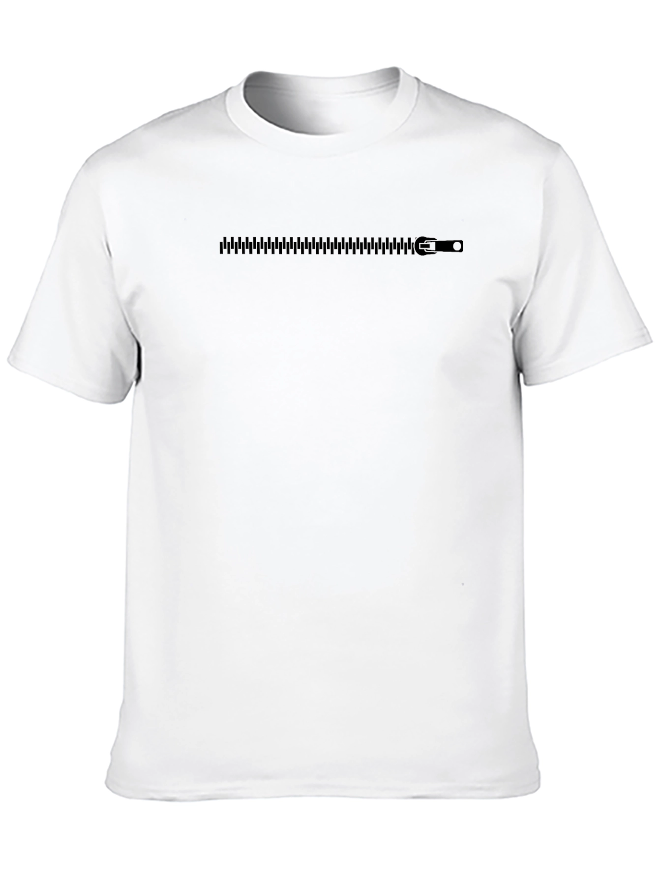 Black Zipper Print Tee - Modern Casual Style