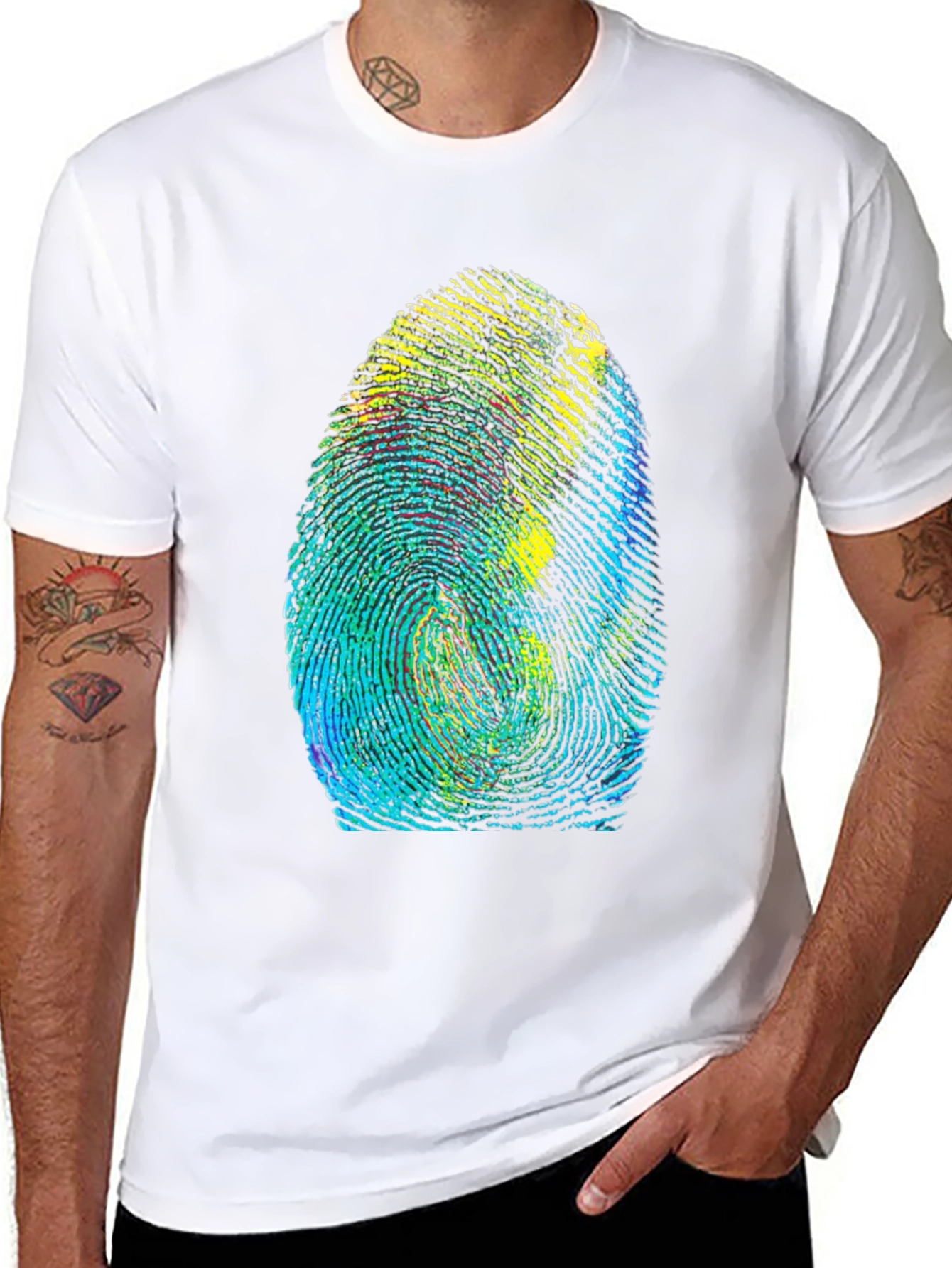 Unique Fingerprint Graphic T-Shirt - Black
