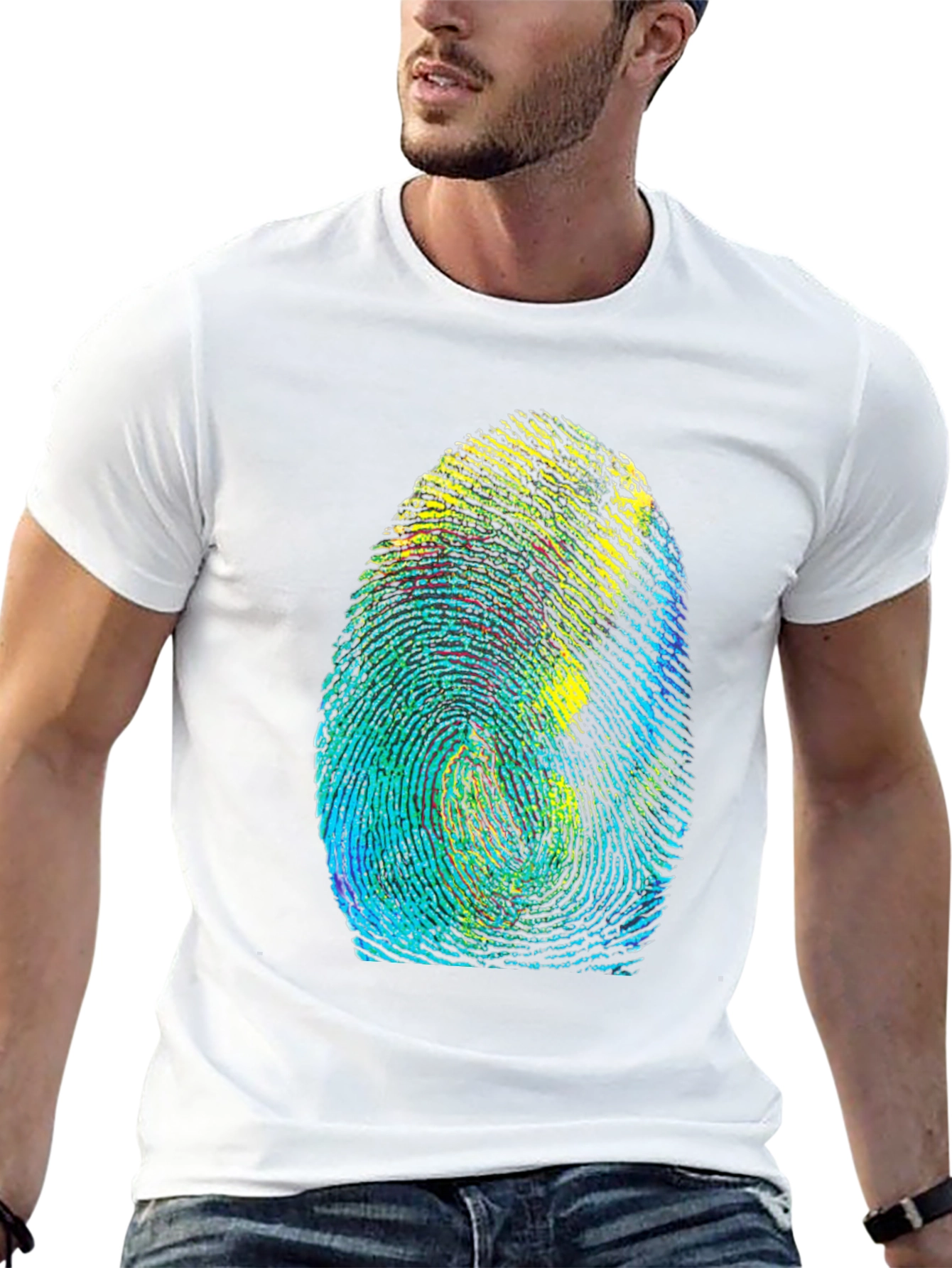 Unique Fingerprint Graphic T-Shirt - Black